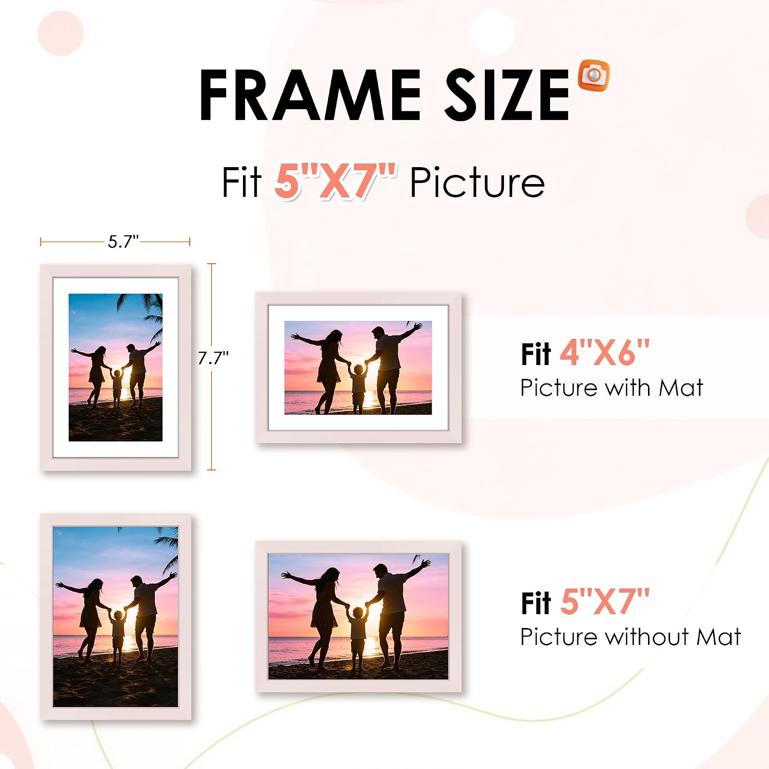 Detalle de FIXSMITH 5x7 Picture Frame Set of 2, Pink, HD Plexiglass, Tabletop or Wall