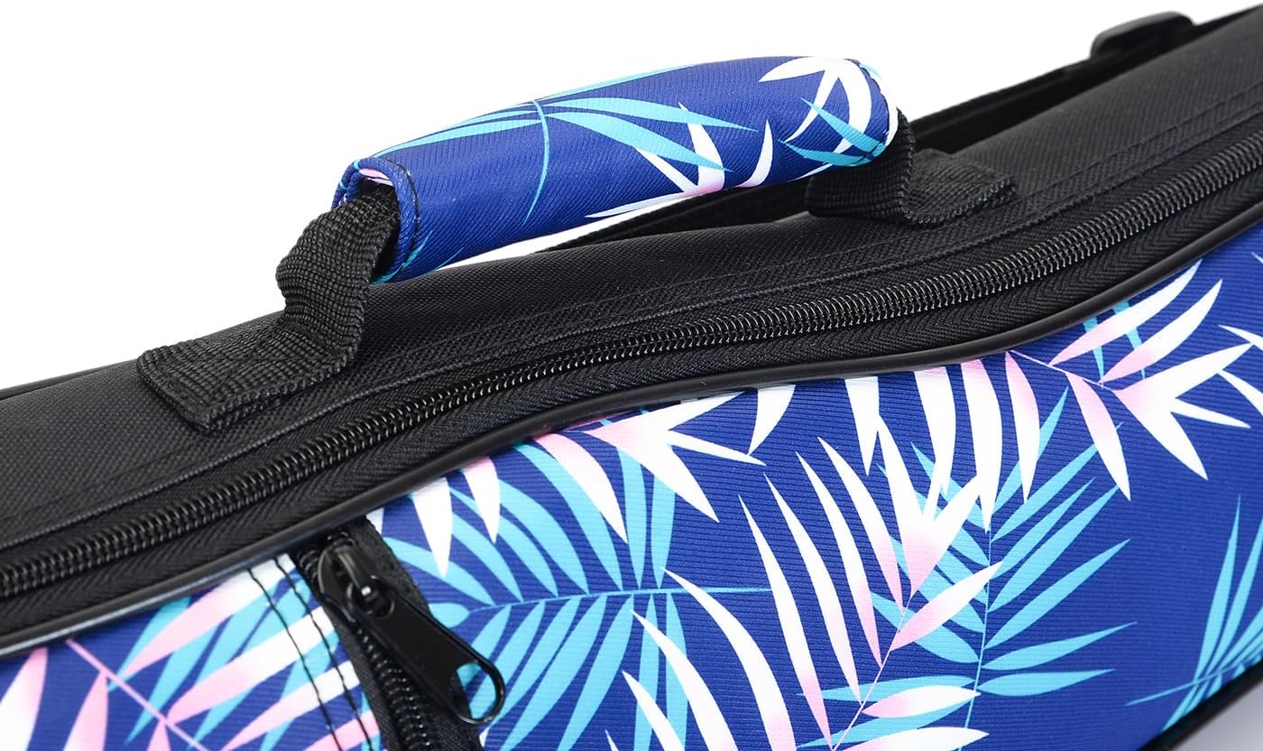 Detalle de MUINS 26-Inch Tenor Ukulele Gig Bag, 10mm Padding, Blue Leaves