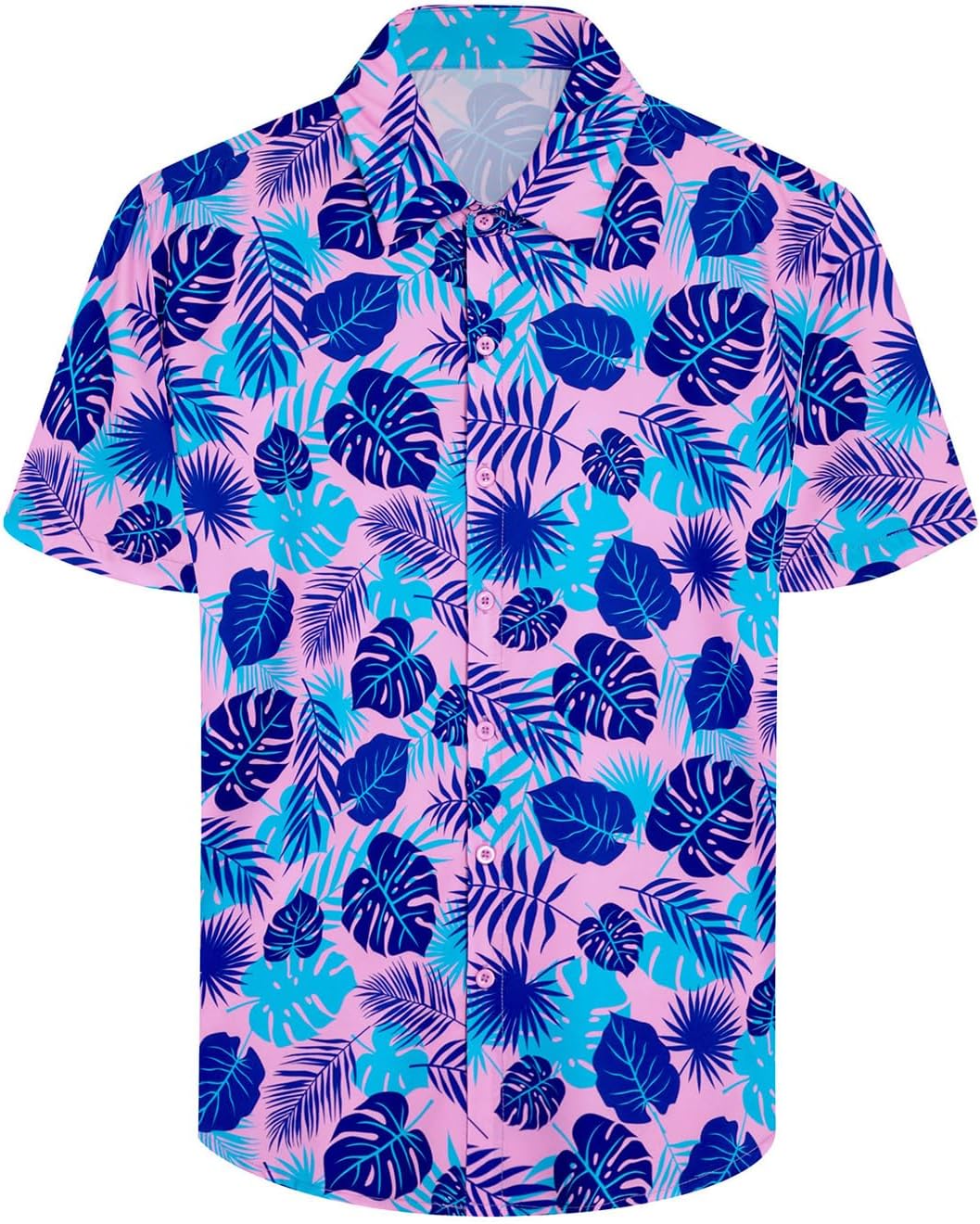 Detalle de XiaoMoSha Men's Hawaiian Shirt – Short Sleeve, Wrinkle-Free, Vibrant Floral Tee for Holidays