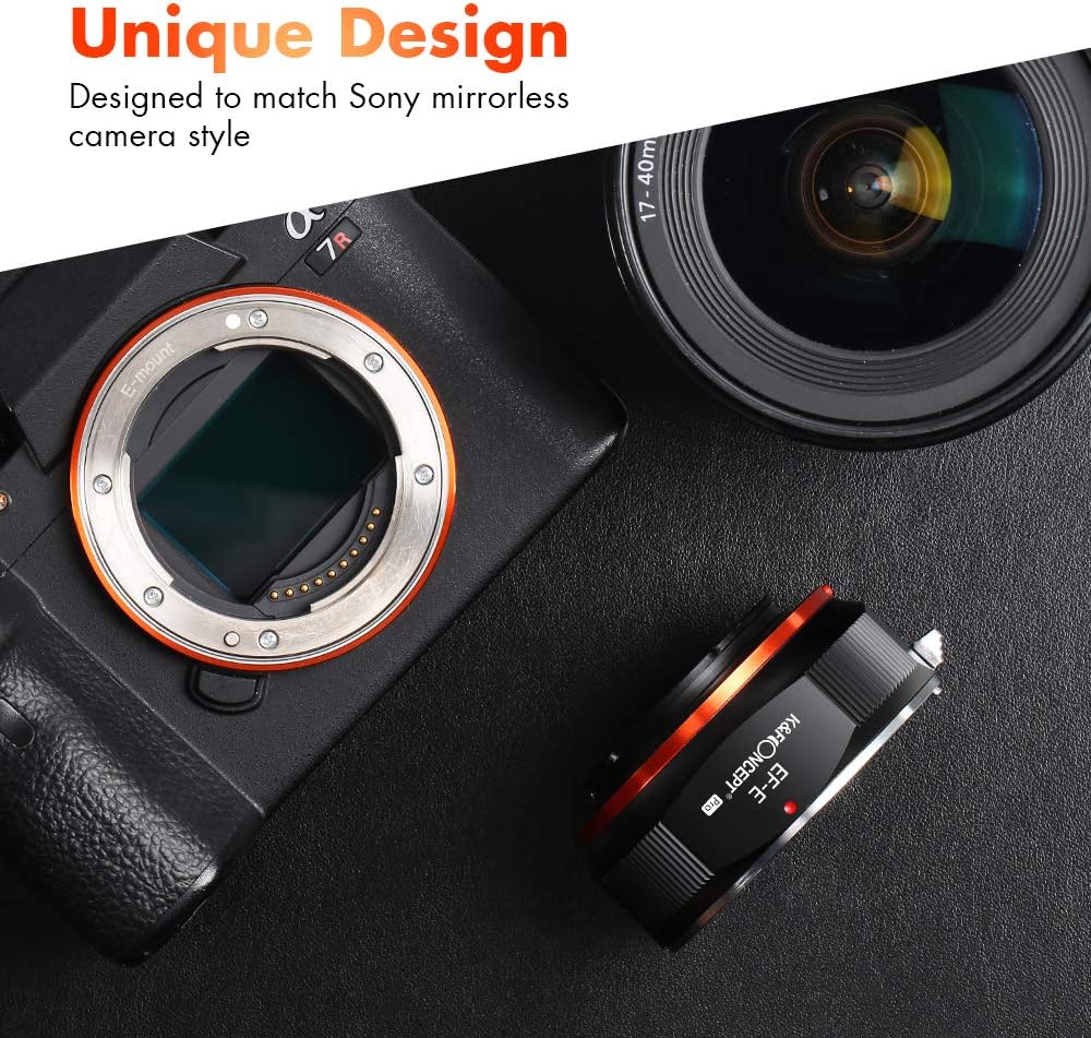 Thumbnail 5 de K&F CONCEPT M12105 EOS-NEX manueller Objektivadapter von Canon EOS EF auf Sony E-Mount (ohne Autofokus, keine Kontakte)