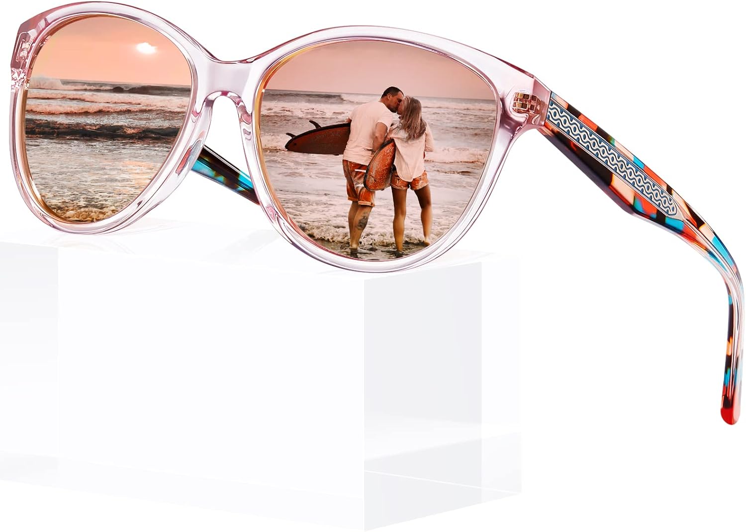 Carfia Polarisées Femme Polarisées Cat. 3 Rétro : monture en acétate motif gravé et protection UV400