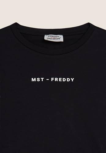 Detalle 1 de FREDDY T-Shirt Cropped Manica Corta Stampe MST Donna Nero, Medium