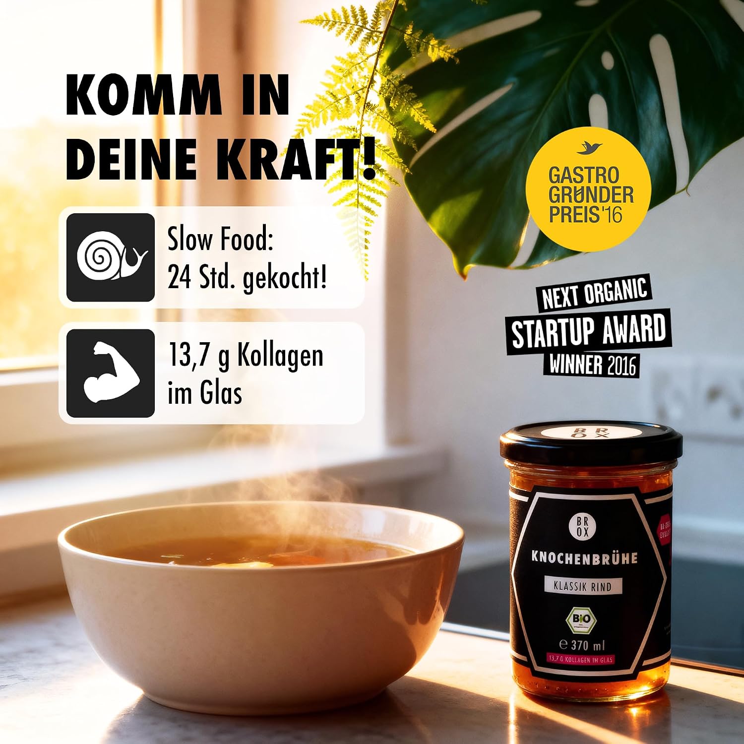 Detalle 2 de BROX Knochenbrühe Rind Bio 6x370ml 🍲