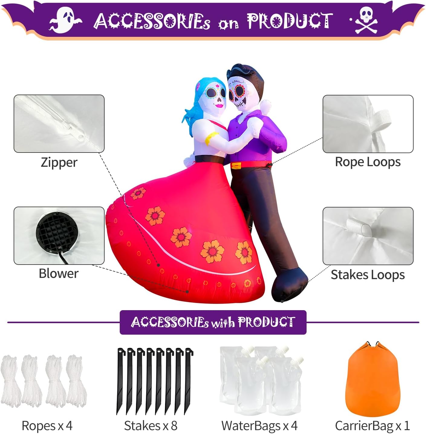 Thumbnail 5 de DomKom Dancing Couple 6FT Halloween Inflatable with Multicolor LEDs