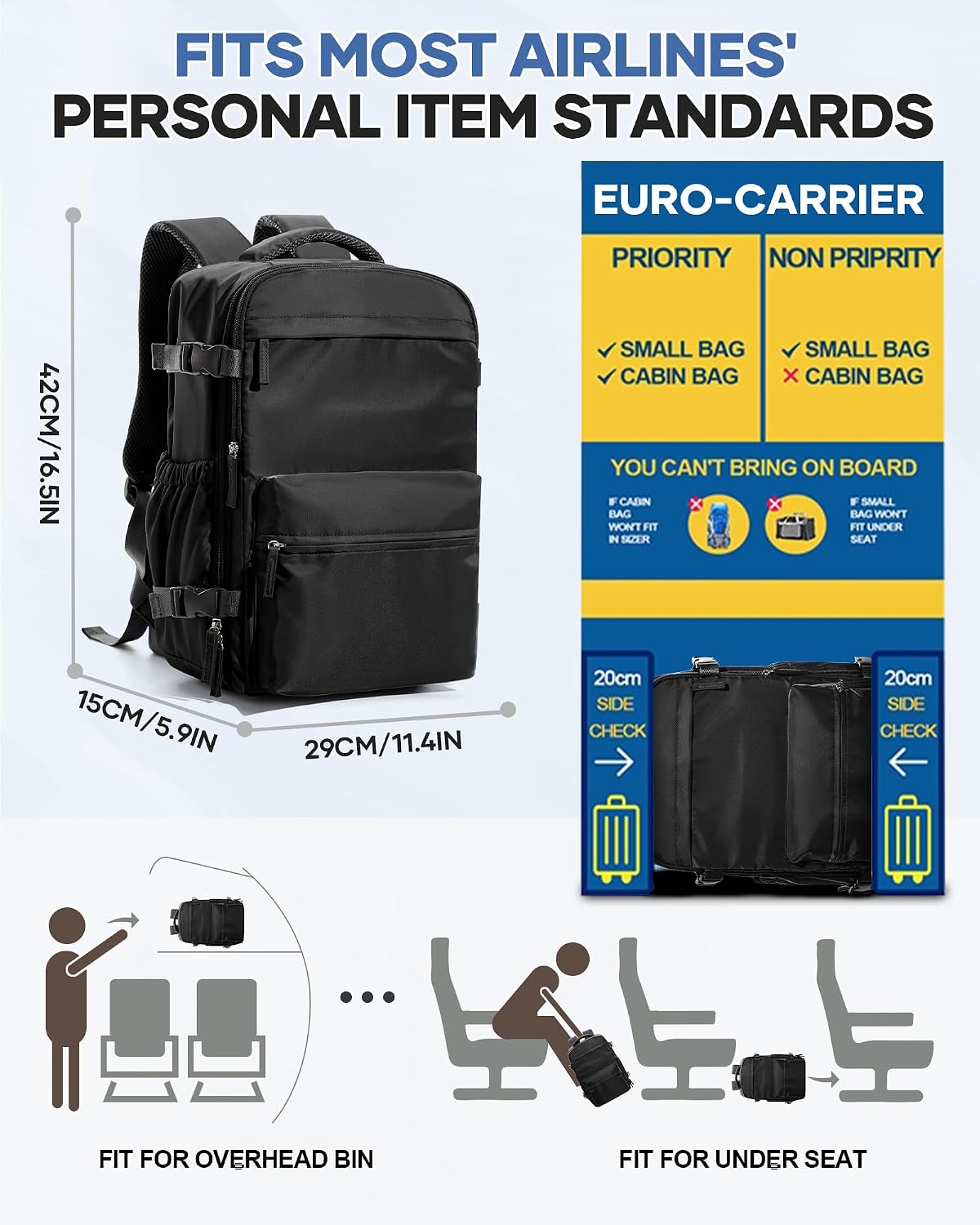Detalle de VENATIN Zaino da Viaggio con Sottovuoto – Zaino compressione sottovuoto con pompa integrata, 40x30x20 cm, nero