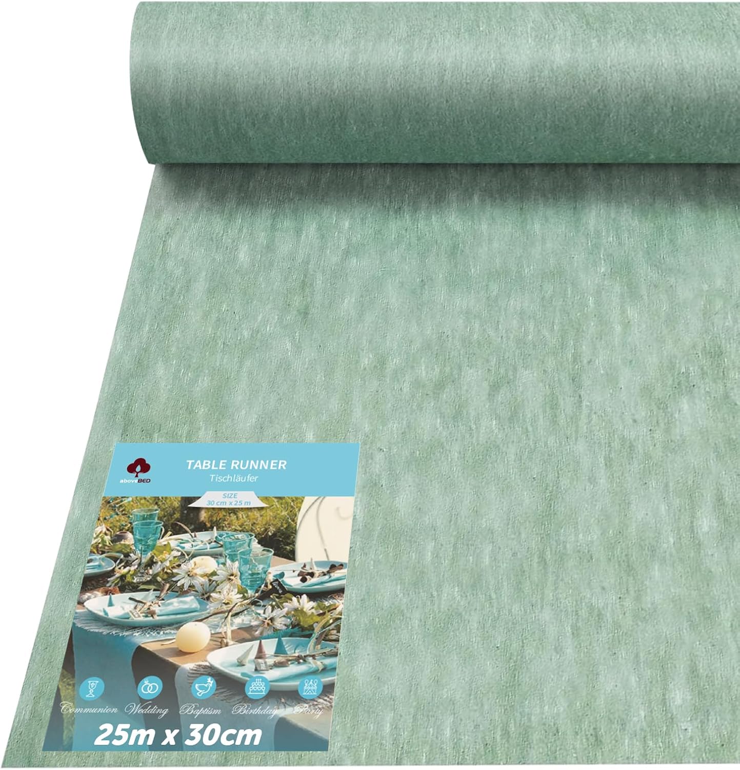 aboveBed Chemin de Table Vert Eucalyptus 30 cm 📐