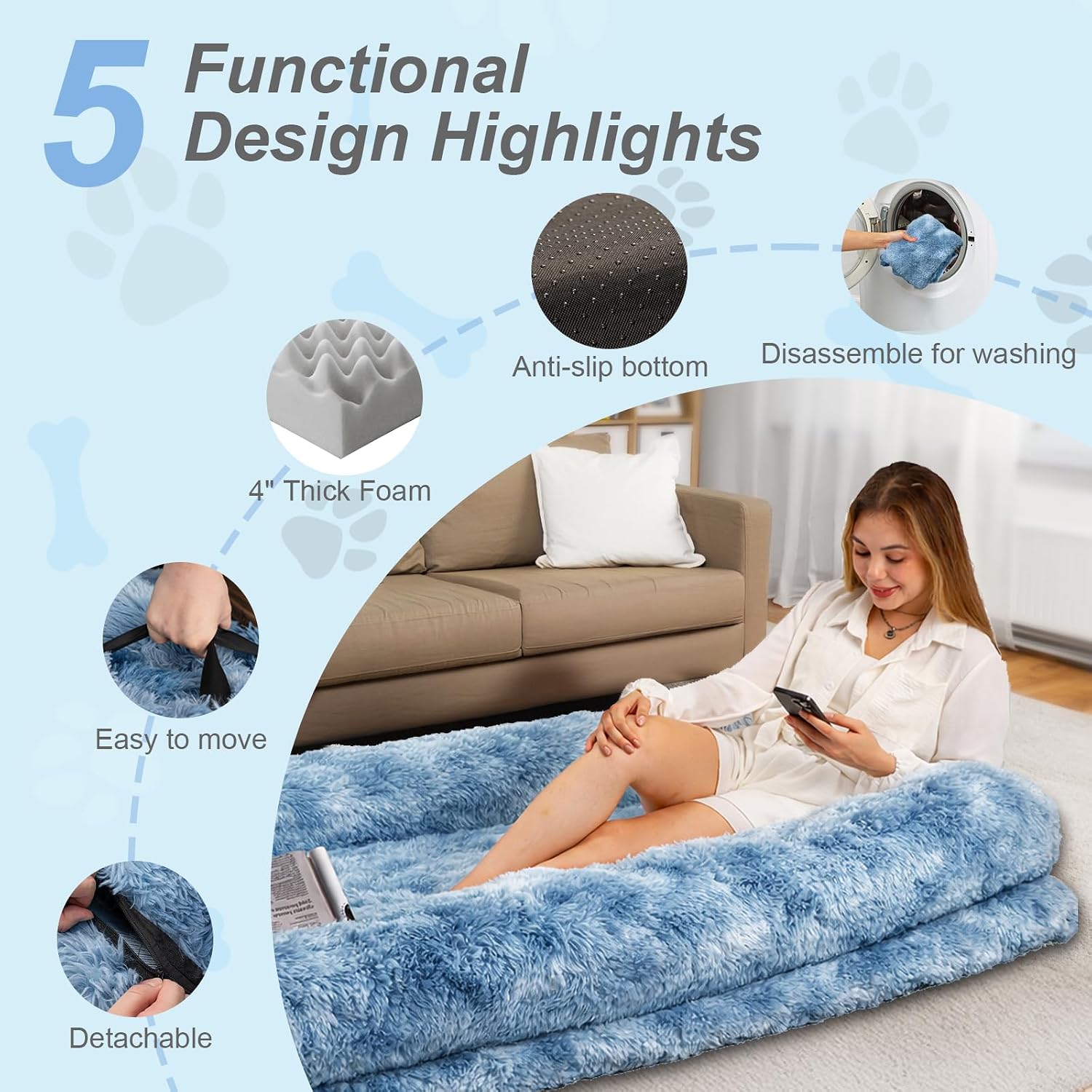 Detalle de Human Dog Bed, 79 x 44 x 12.5 Inches