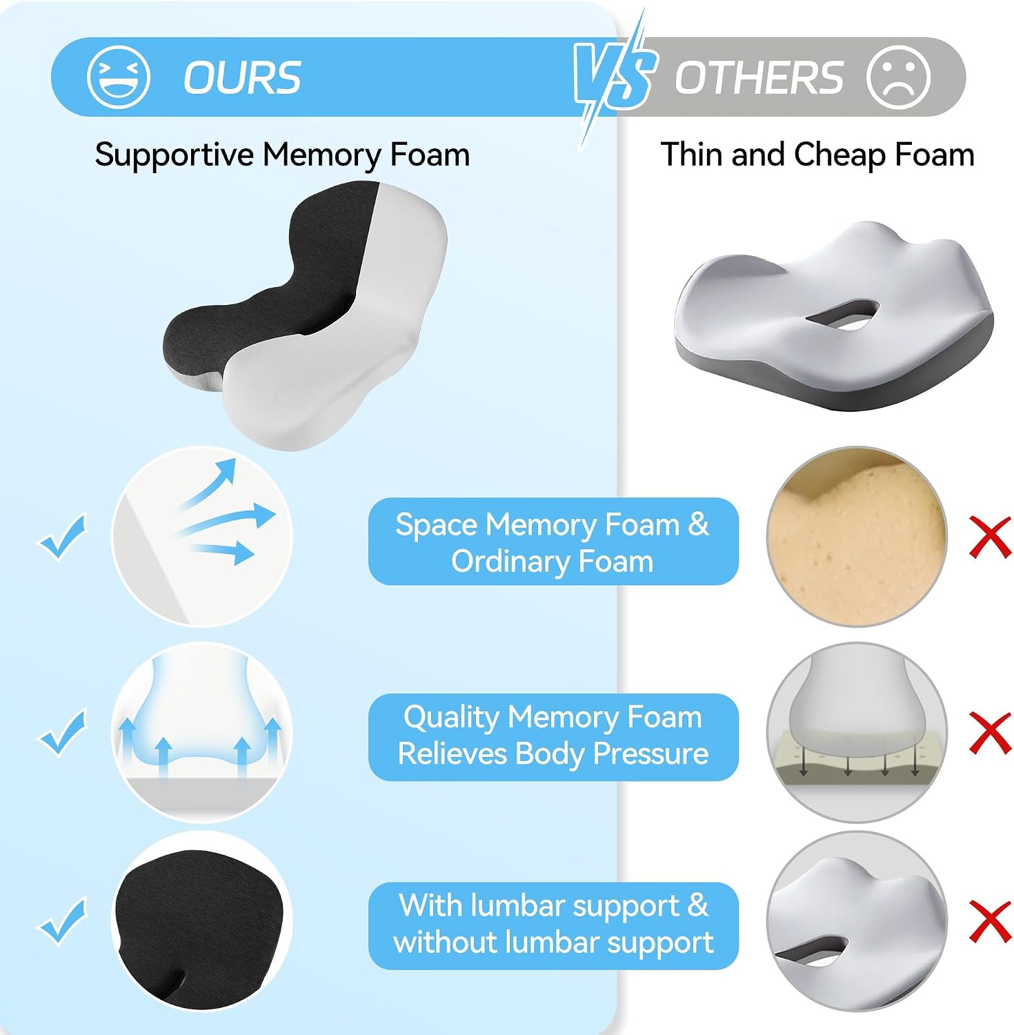 Thumbnail 3 de jpinlr Truck Driver Seat Cushion: Memory Foam L-Shaped Ergonomic Support for All-Day Comfort