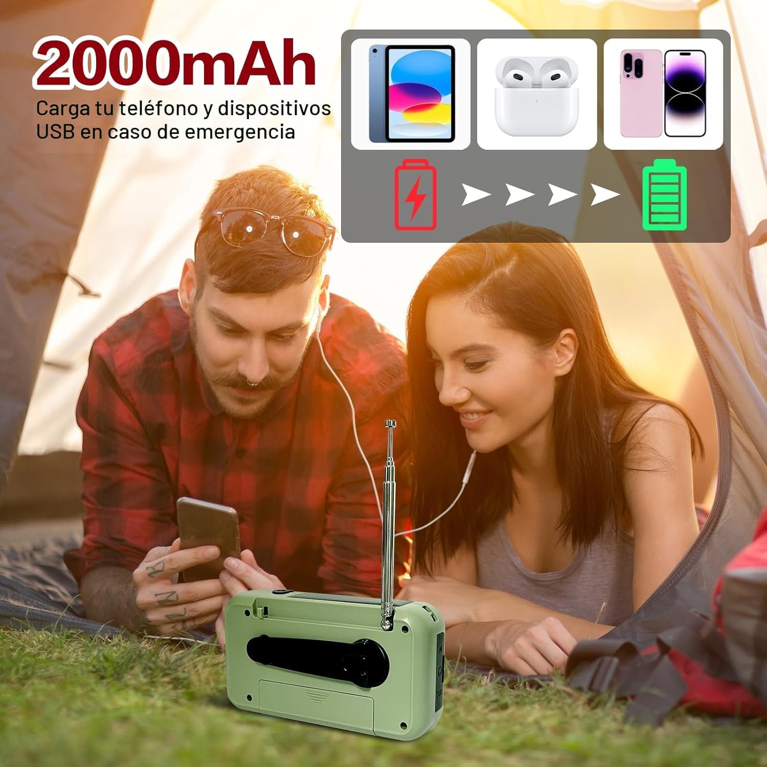 Detalle 2 de Radio de Emergencia Portátil 2000mAh