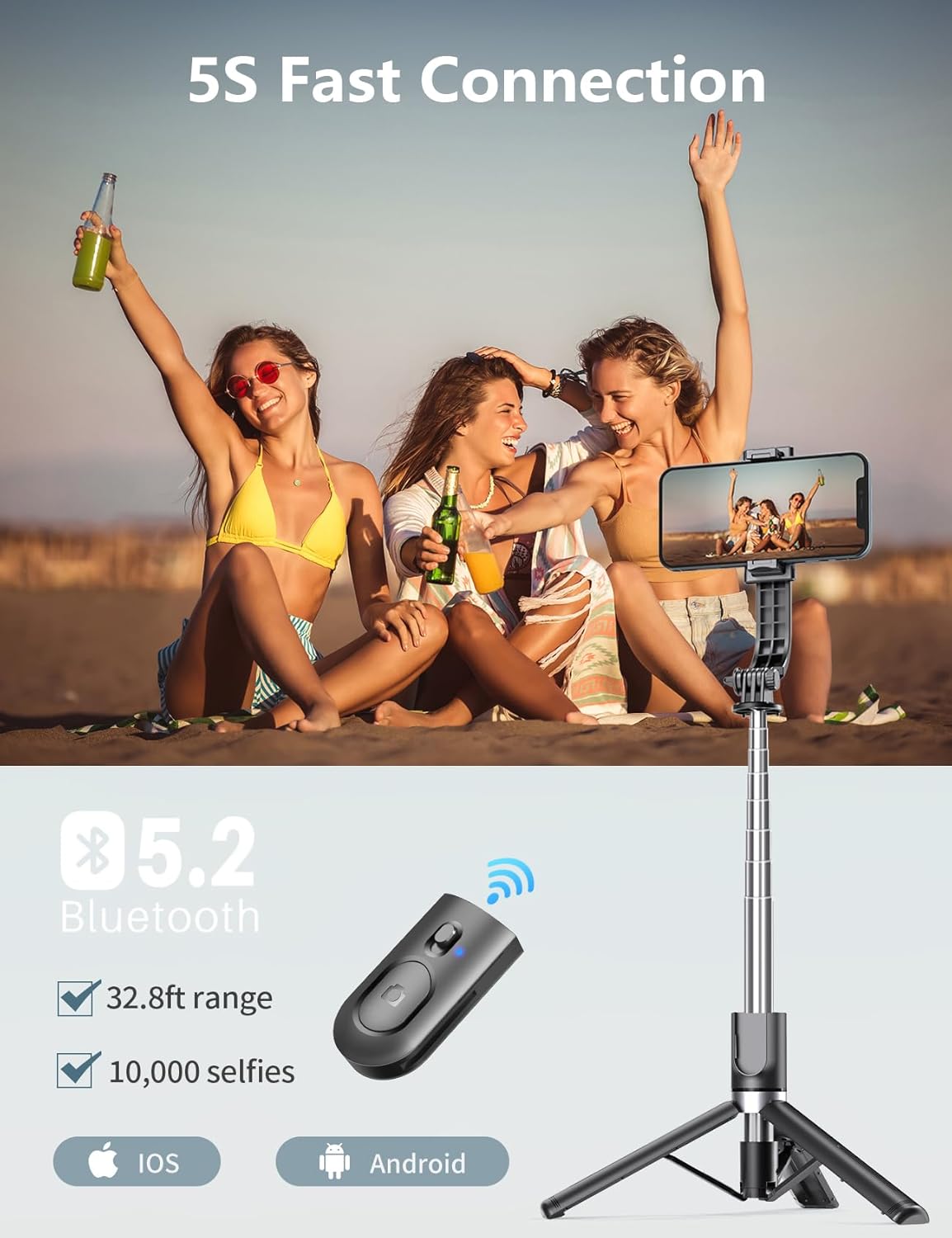 Thumbnail 4 de Selfie Stick Tripod 45" with 2 fill lights