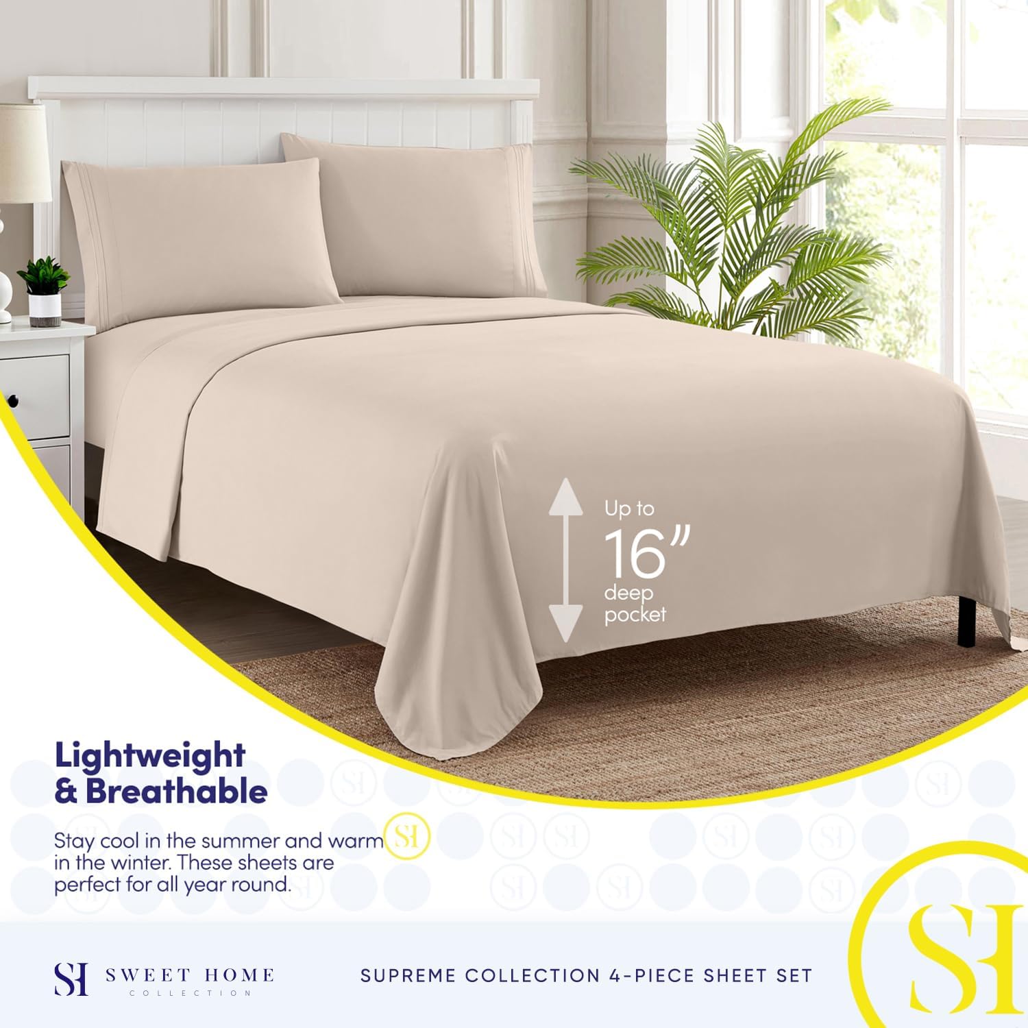 Detalle de Sweet Home Collection 1800 King Bed Sheets