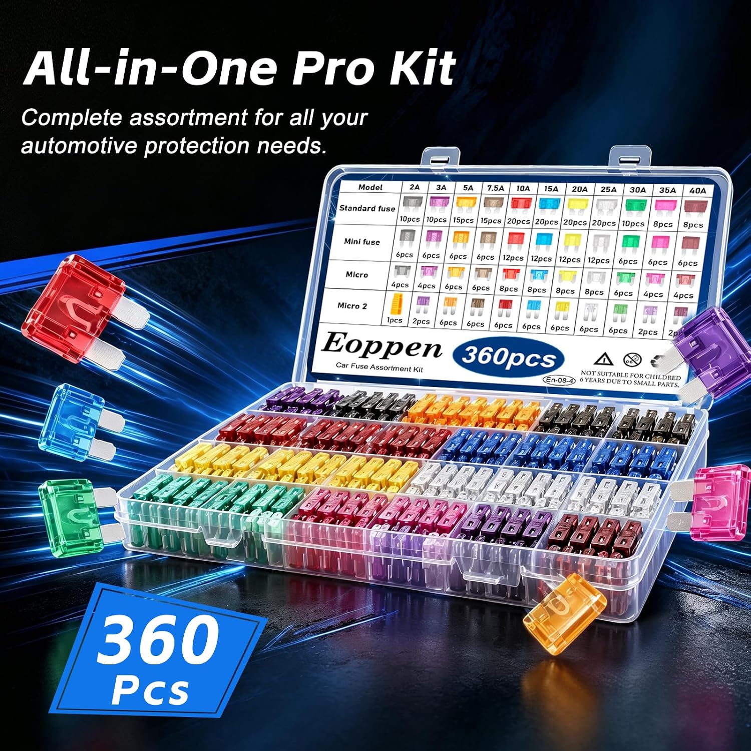 Detalle 2 de Eoppen Automotive Fuse Assortment Kit, 360-Piece