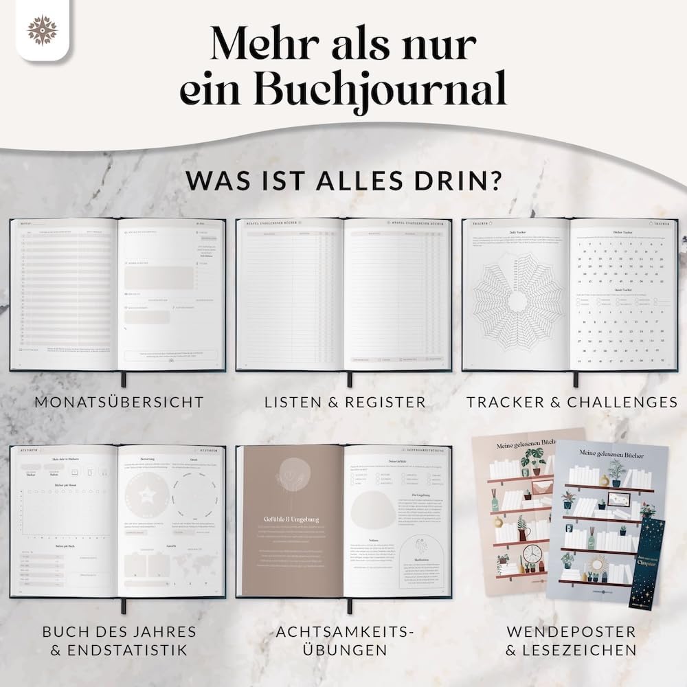Detalle 2 de Lebenskompass Buchclub SAPHIR Lesetagebuch