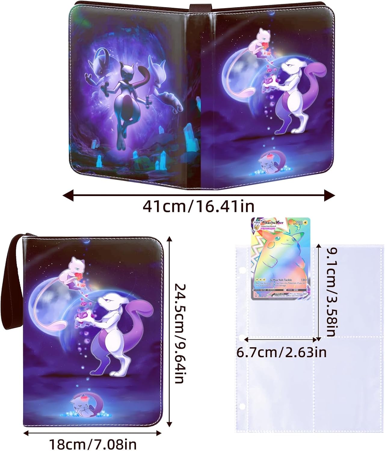 Thumbnail 1 de HazyZany Sammelkarten Album Kompatibel – 55 Seiten, 440 Karten Kapazität, Reißverschluss, wasserdichtes PU-Leder