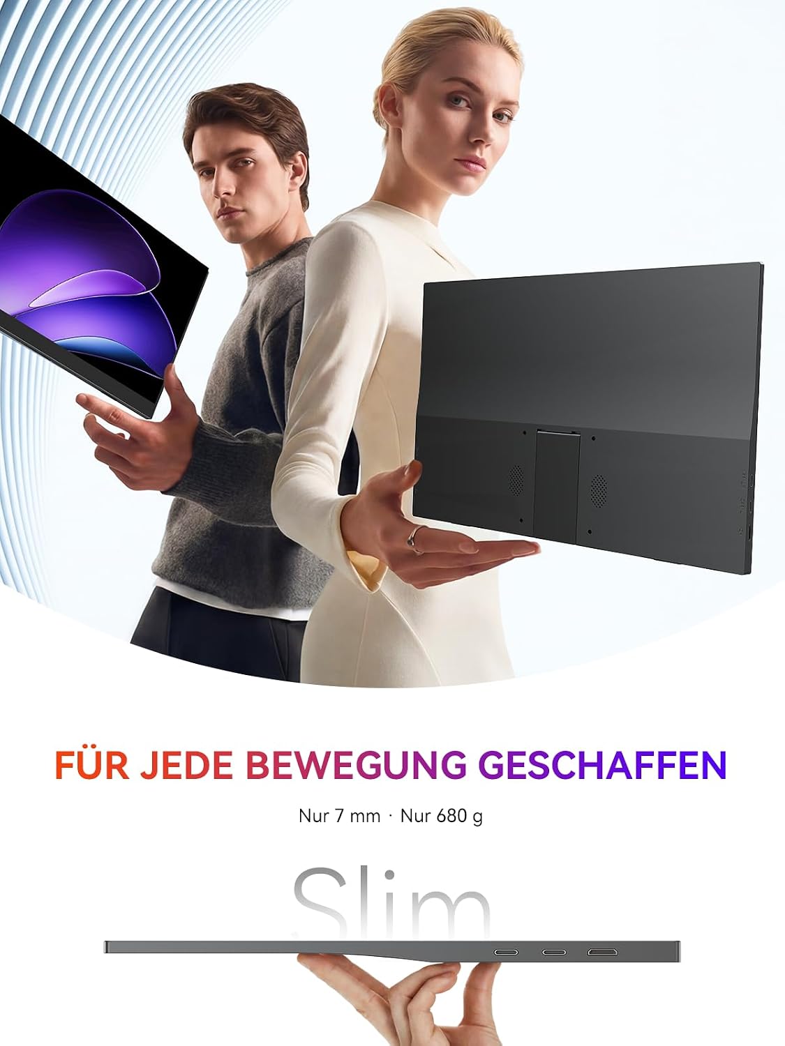 Thumbnail 4 de UPERFECT tragbarer Monitor 15,6 Zoll (125% sRGB) – FHD IPS mit mattem Display und Klappständer