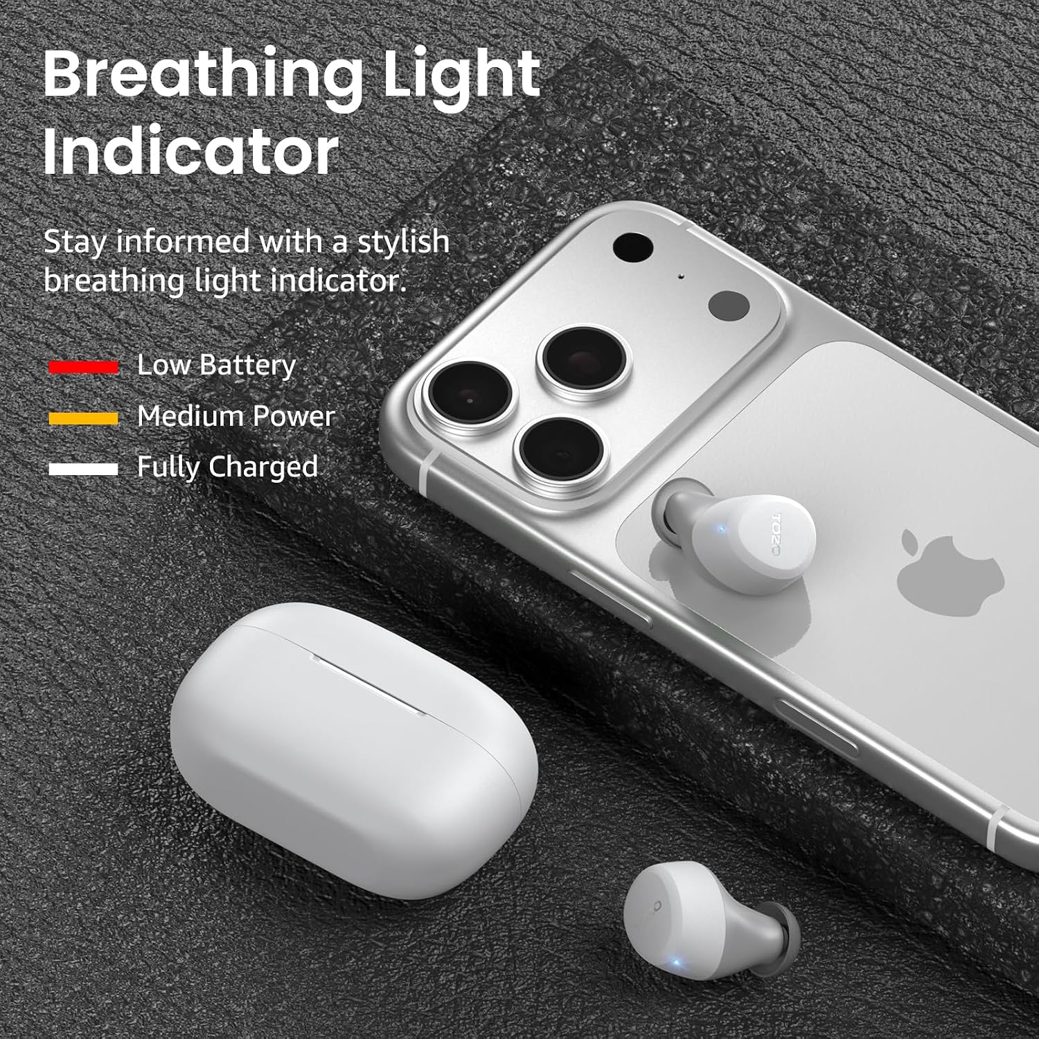 Detalle 2 de TOZO A1 Wireless Earbuds, Bluetooth 5.3, IPX5, 32 EQ Presets