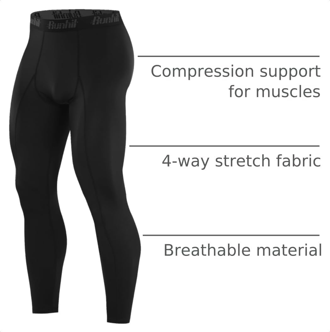 Thumbnail 3 de Runhit Men's Compression Pants, 88% Polyester