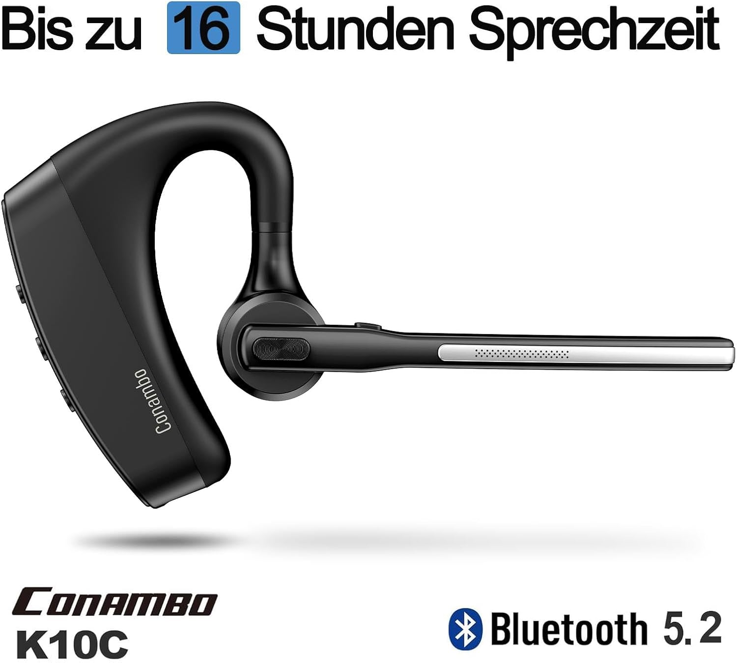 Detalle 2 de Conambo Bluetooth Headset K10C (Bluetooth 5.2) mit CVC 8.0, ENC & Mikrofon