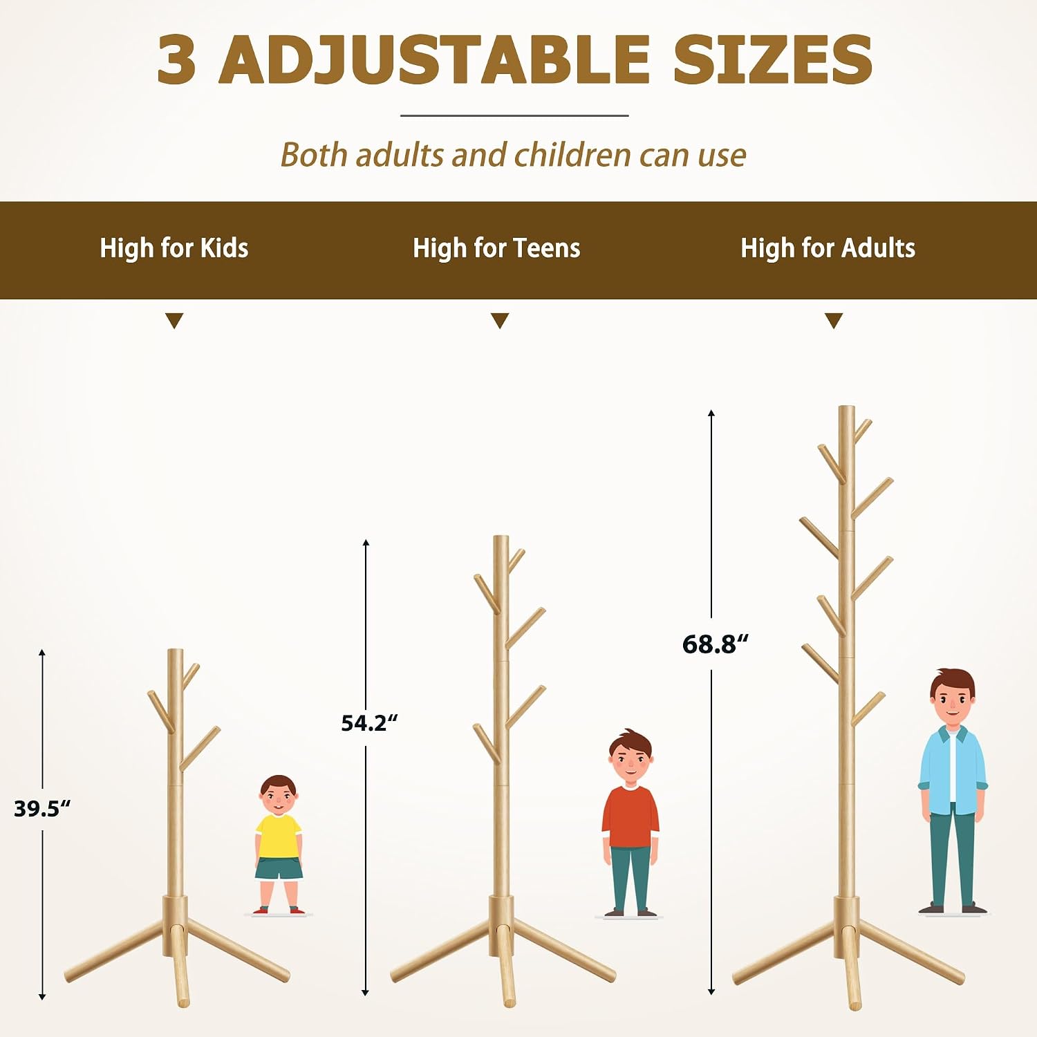 Thumbnail 6 de Azaeahom Coat Rack 3-Height, 8 Hooks