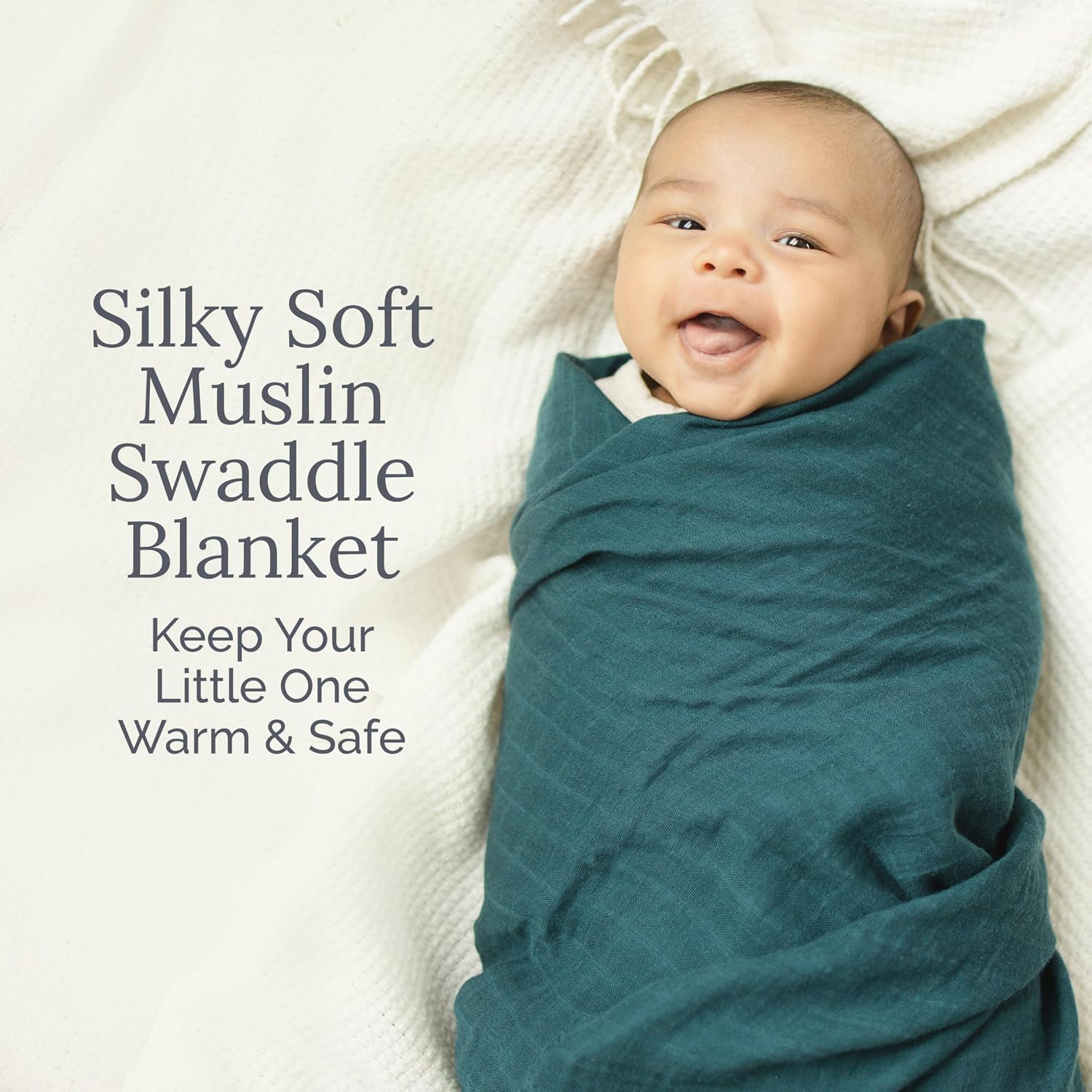 Detalle 2 de Natemia Muslin Baby Blanket 47" x 47