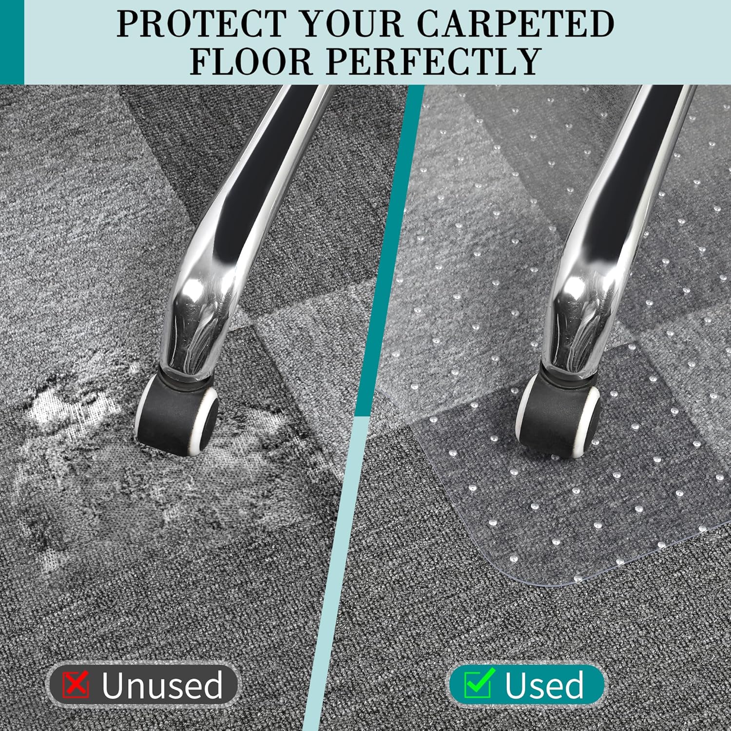 Thumbnail 1 de BesWin Office Chair Mat for Carpet (76.2 x 122cm) – Transparent Non-Slip PVC Protector for Low Pile Carpets
