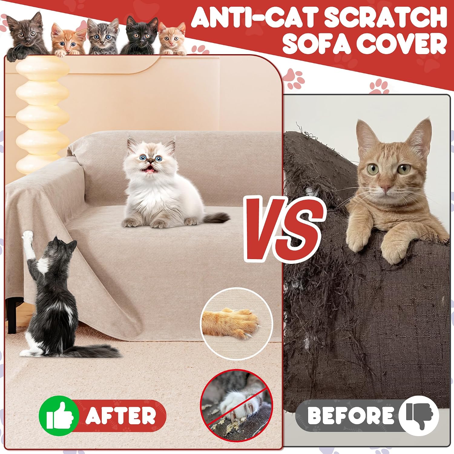 Detalle 2 de Loiion Funda Sofá Impermeable Antiarañazos para Gatos 🛋