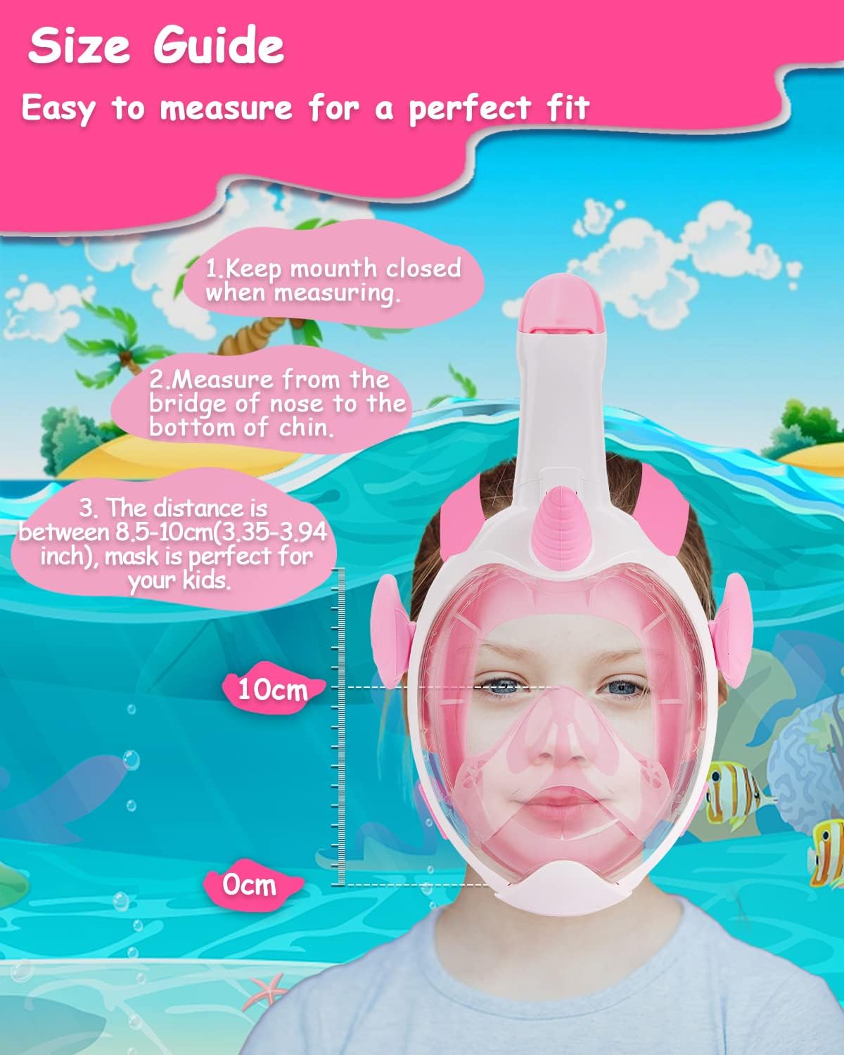 Thumbnail 5 de Flyboo Maschera da Snorkeling per Bambini Unicorno: visione 180°, pieno facciale, anti-appannamento