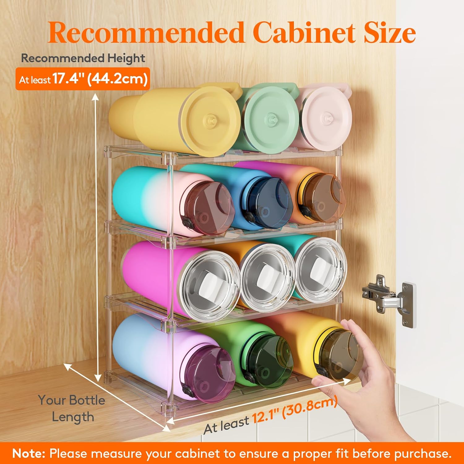 Detalle de Lifewit 25073 Stackable Bottle Organiser, 4-Tier Clear Plastic, 12 Bottles