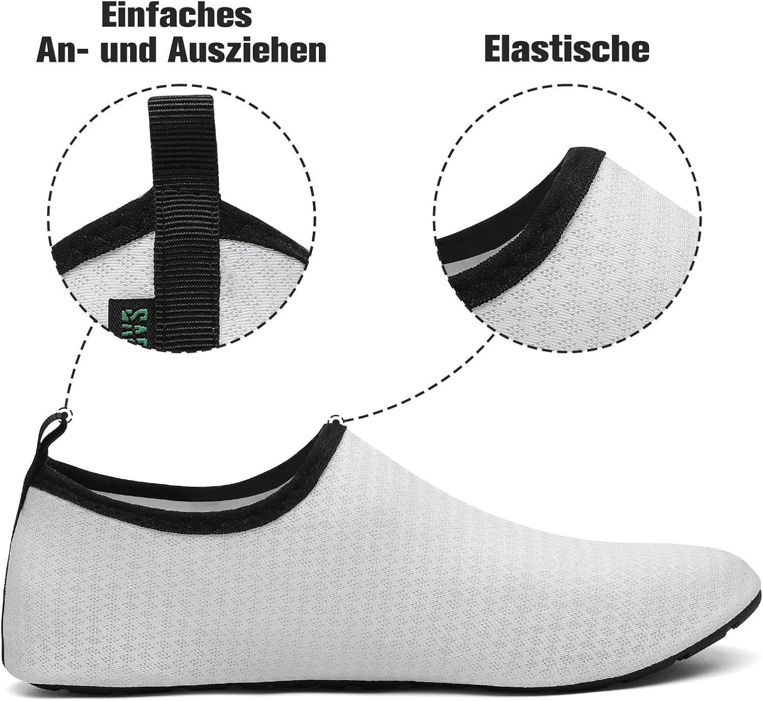 Thumbnail 3 de SAGUARO Scarpe da scoglio uomo donna, scarpette da mare elastiche con asciugatura rapida e suola antiscivolo (bianco) EU 44/45