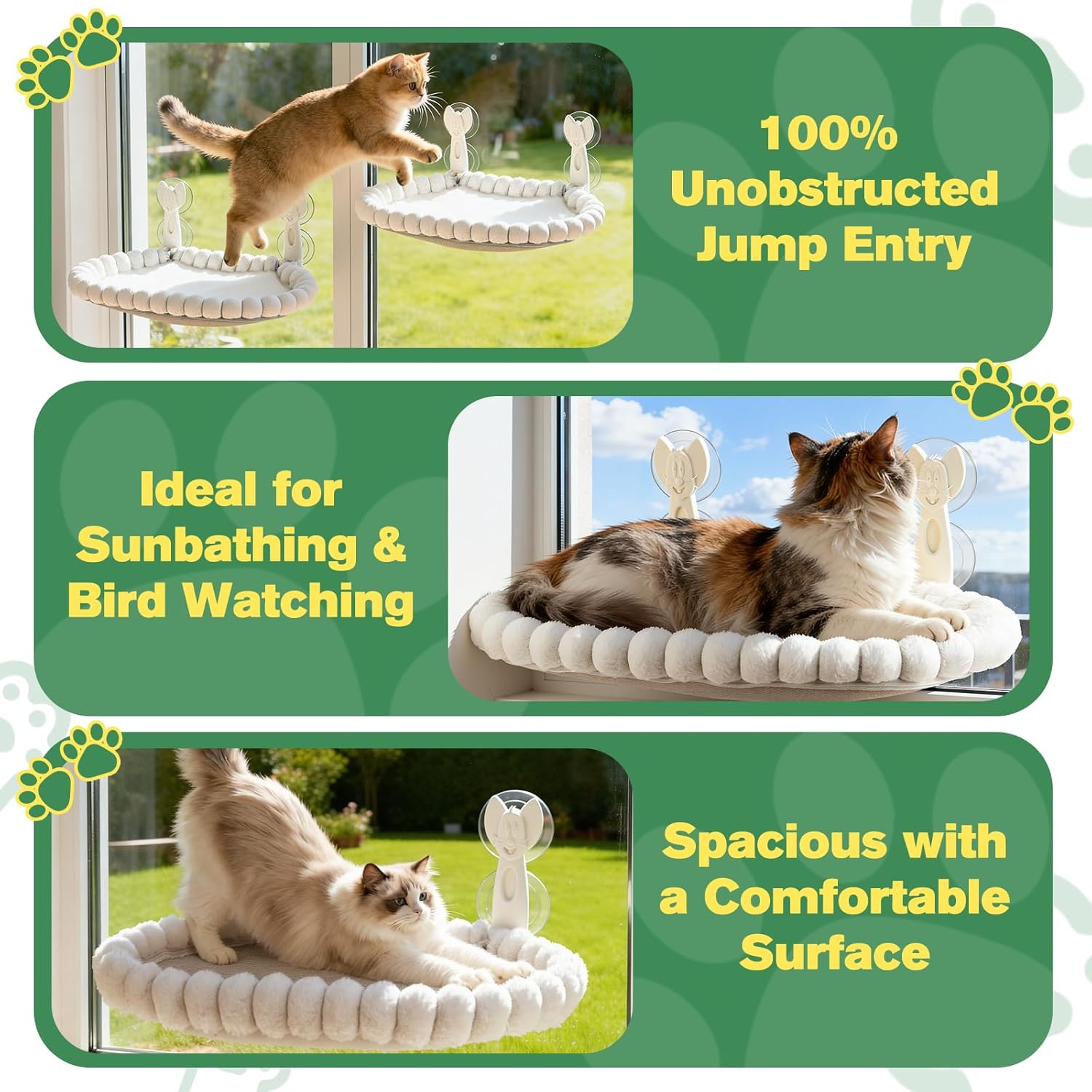 Detalle de Euqvunn Hamac Chat Fenêtre — Douillet, sans Fil, 15 kg, Lavable et Double Face