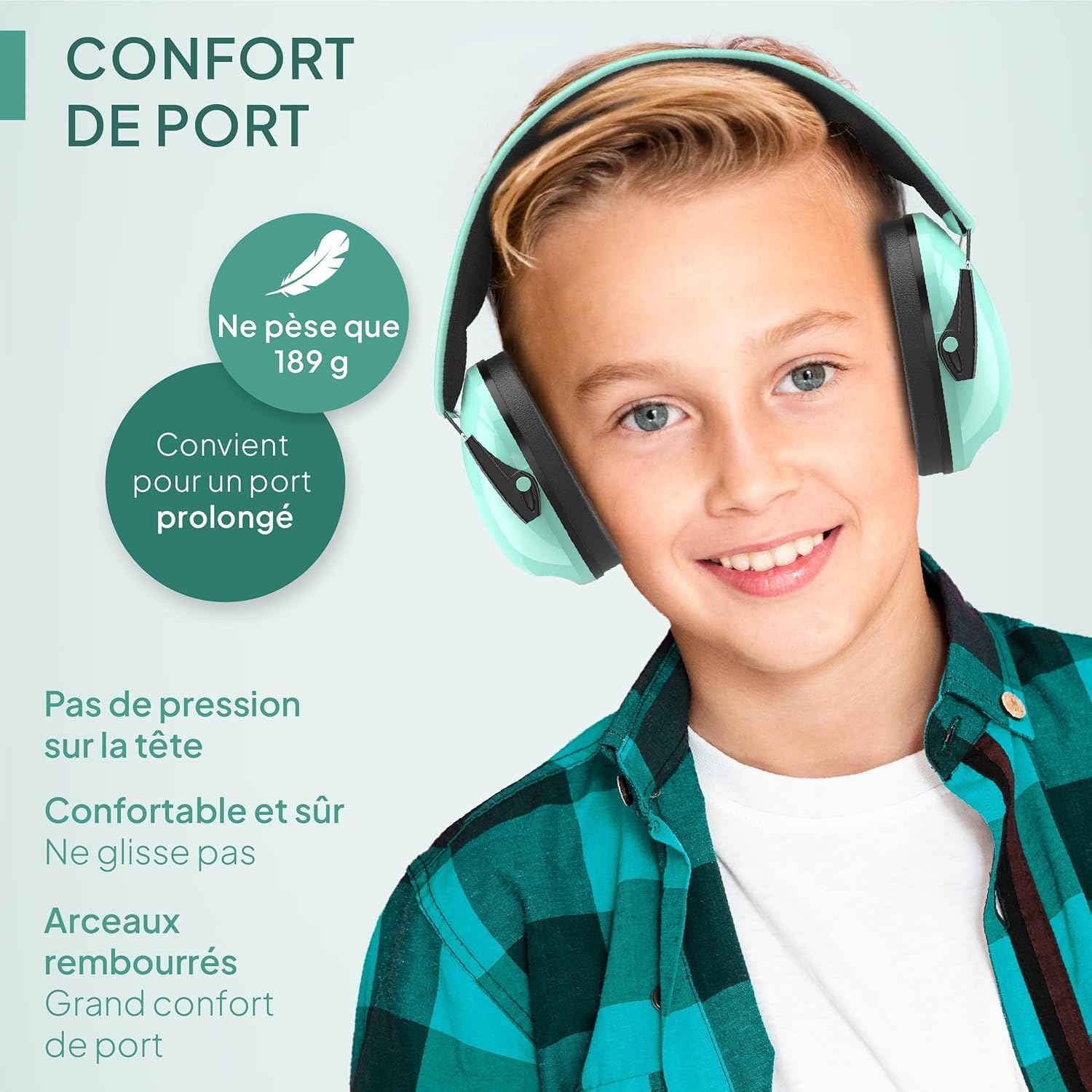 Thumbnail 3 de Senner KidsPro (jusqu’à 12 ans) – casque antibruit enfant turquoise, SNR 28 dB