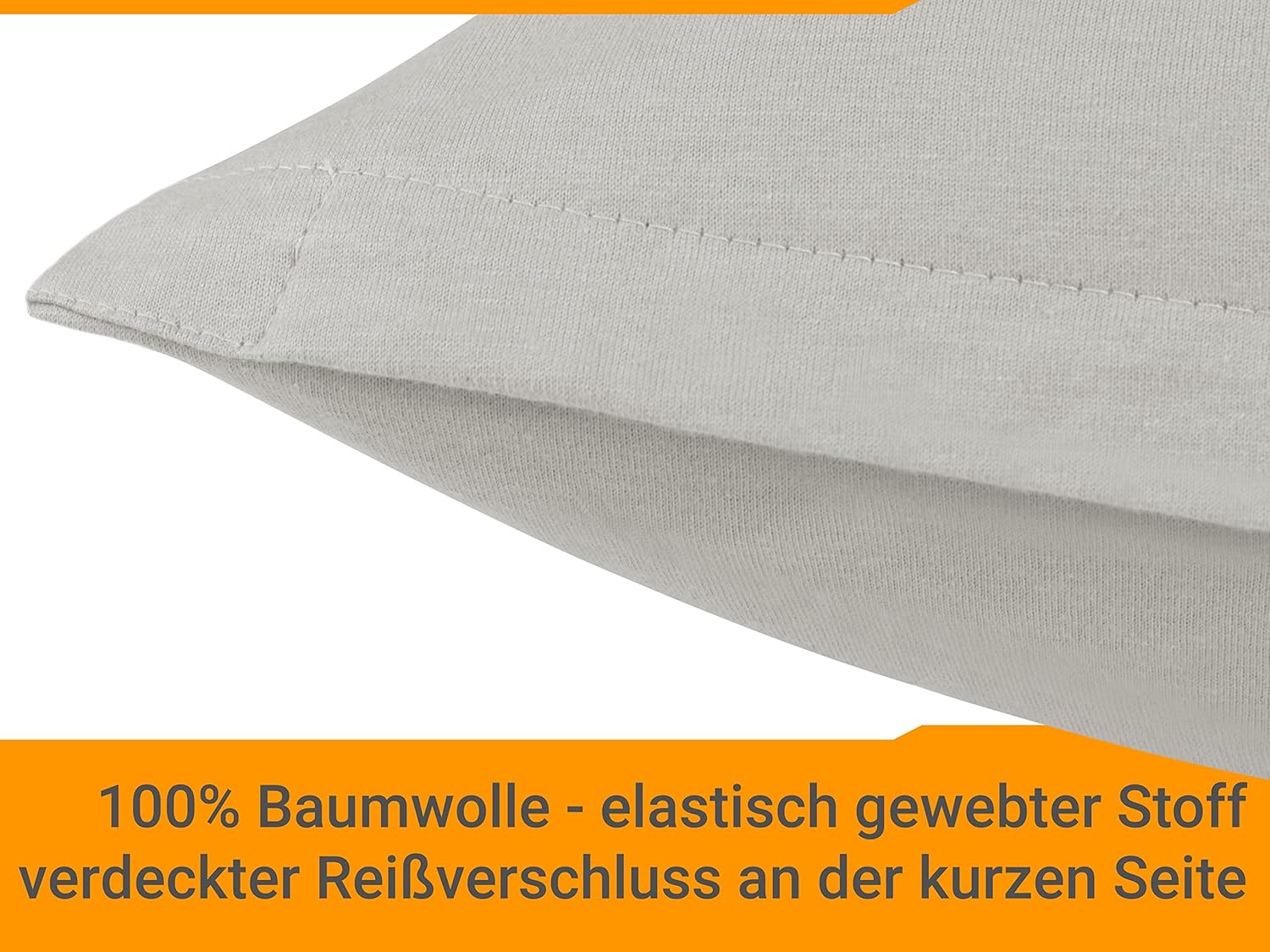 Thumbnail 3 de npluseins Lot de 2 Housse de Coussin pour traversin 40x40 cm – Jersey coton certifié Oeko-Tex, Silber