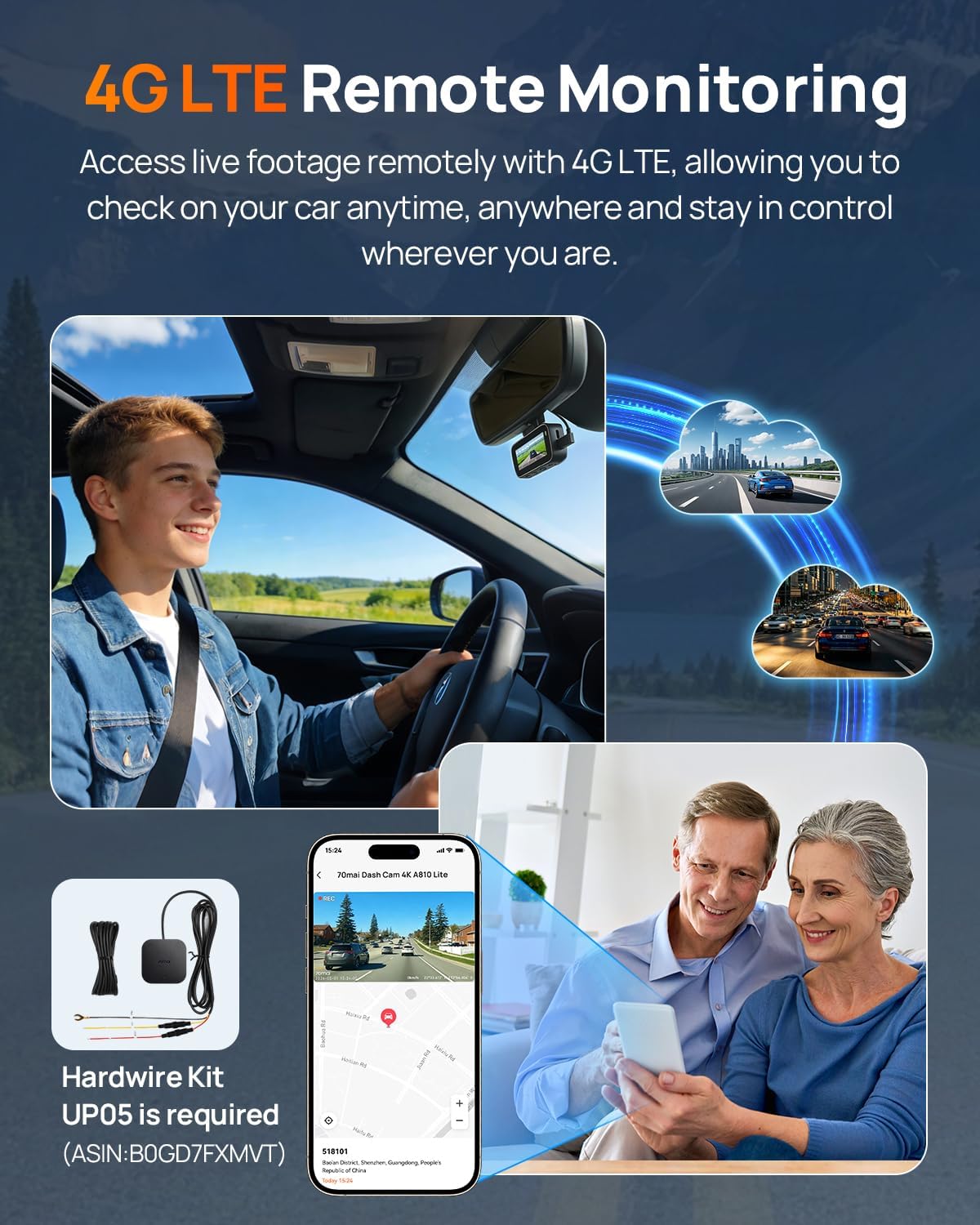 Thumbnail 4 de 70mai A810 Lite-RC21-64GB 4K Front and Rear Dash Cam with HDR