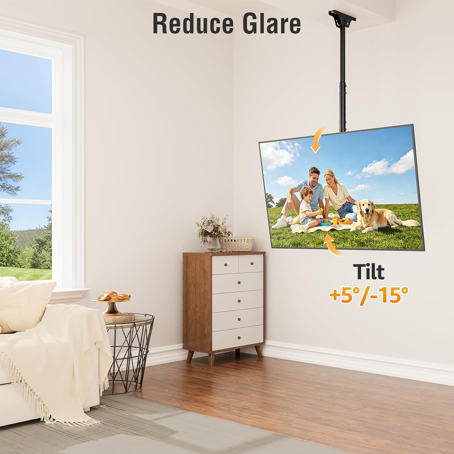 Thumbnail 2 de ELIVED ceiling TV bracket for 37–75 inch TVs (max VESA 600x400mm, up to 50kg)