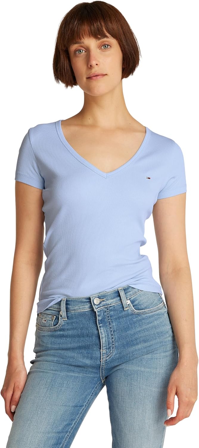 Thumbnail 6 de Tommy Jeans T-Shirt Donna Slim a V in cotone rigenerato