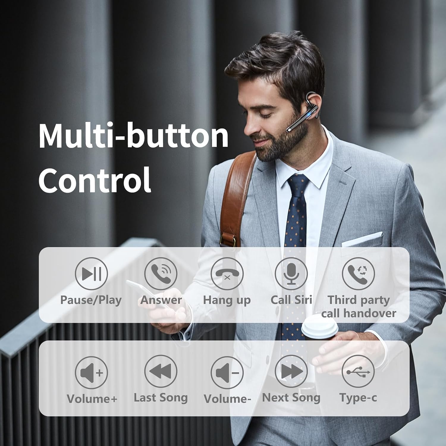 Thumbnail 6 de Unknown Single Ear Bluetooth 6.1 Headset 120H playback