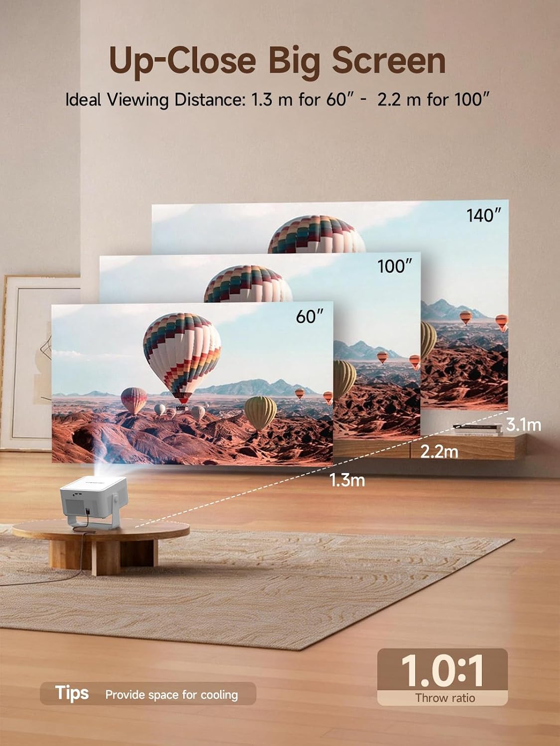 Thumbnail 5 de Magcubic HY450Max Mini Projector (Android 14, 800ANSI) – 1080p Native, 4K/8K Support, WiFi 6, Bluetooth 5.4, Auto Focus & 180° Rotation
