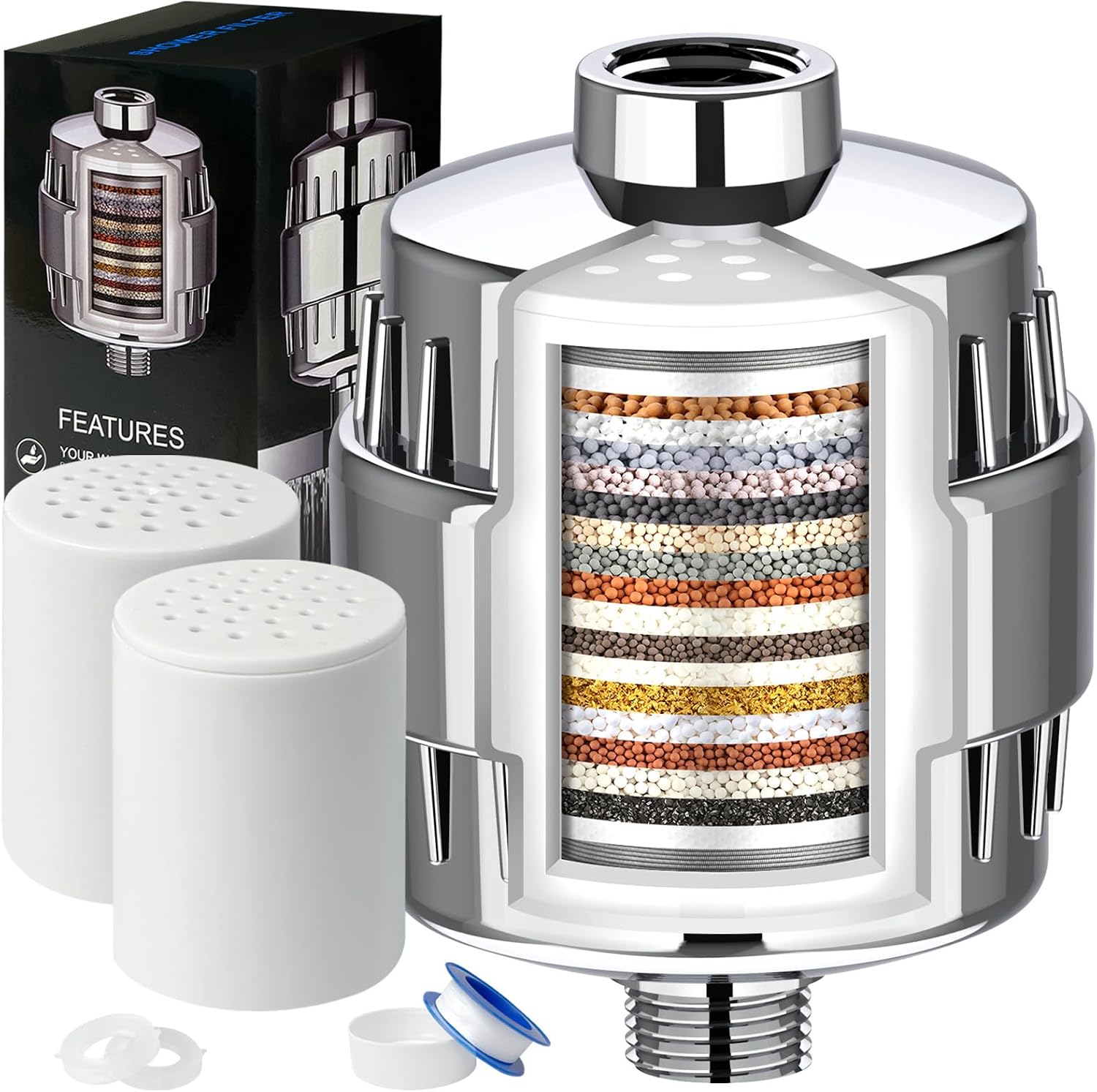 Detalle de Dwavele SF-001 20-Stage Shower Filter with High-Flow Design