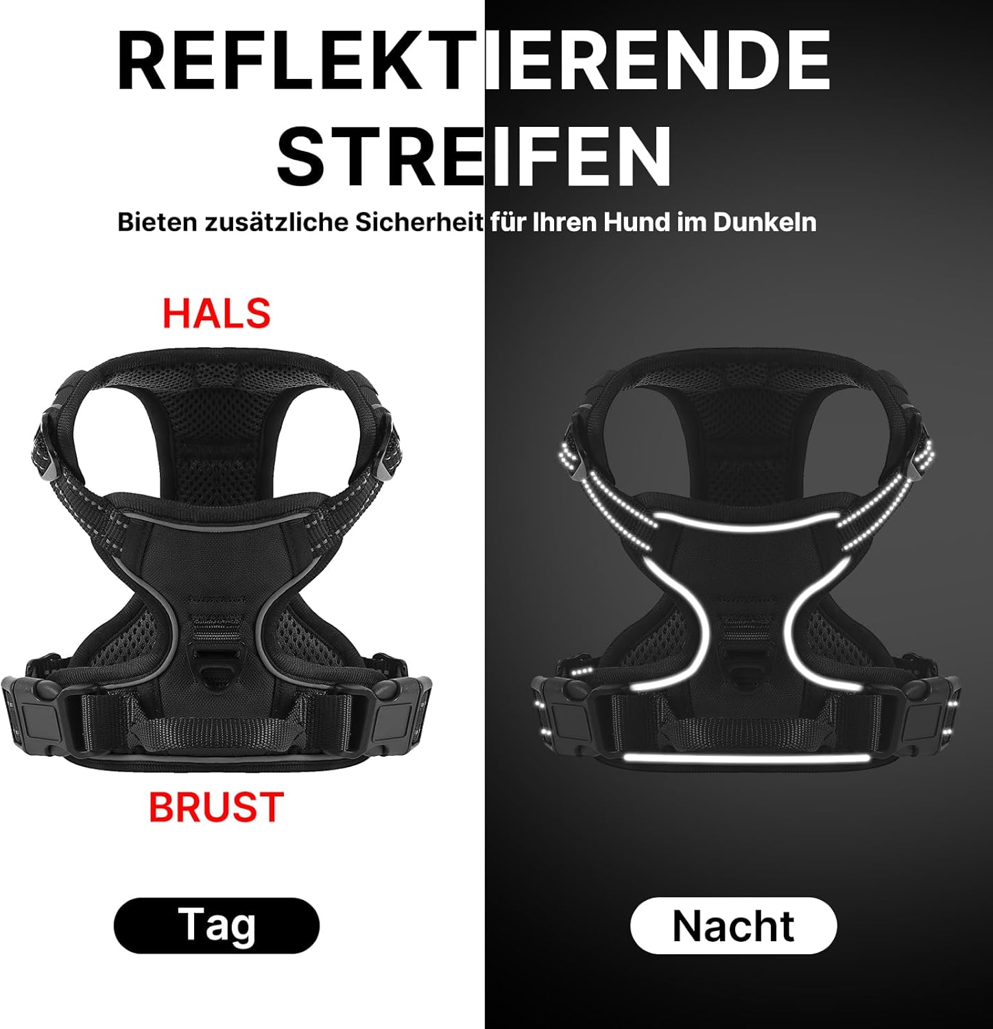 Detalle 2 de Demigreat Hundegeschirr Mittelgroße bis Große Hunde – Gepolstert, Anti-Zug, Front-Clip & Rückengriff