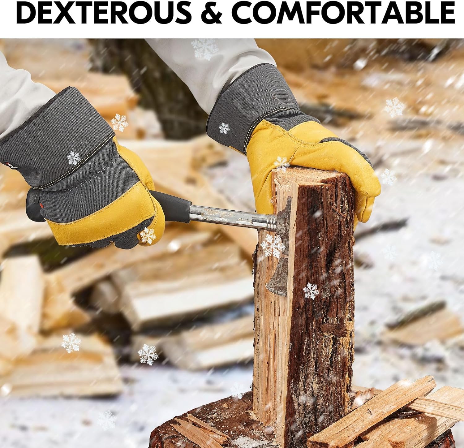 Thumbnail 3 de Guanti da lavoro invernali in pelle bovina Vgo con protezione 0℃/32°F, impermeabili per freddo e conservazione a freddo