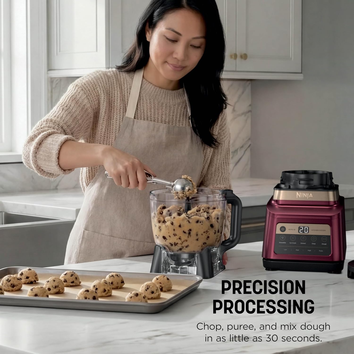 Detalle de Ninja Professional Plus Kitchen System Premier (BN801RD1BRN) — 3-in-1 Powerhouse for Blending, Food Processing, and Mixing