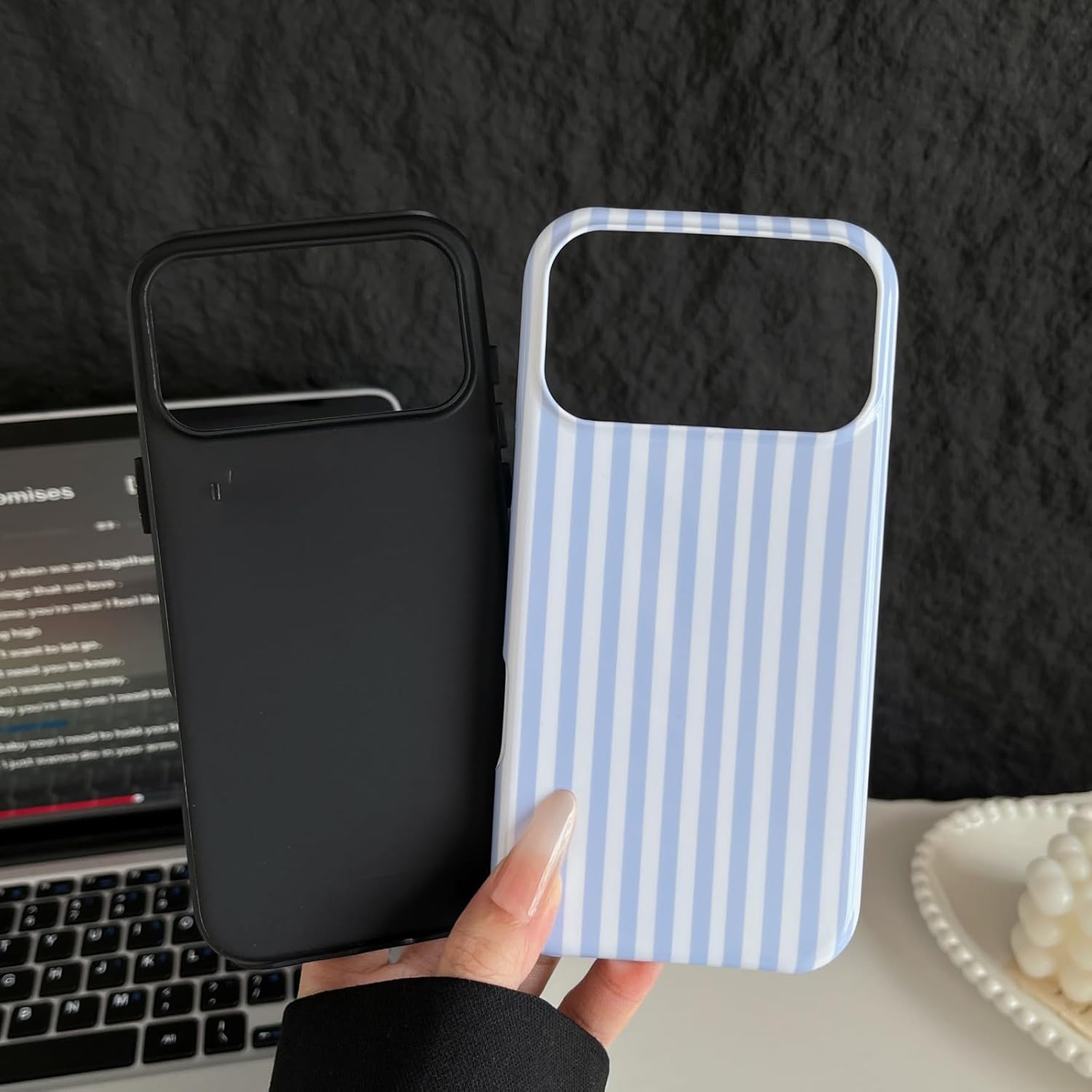 Thumbnail 1 de Longlayss iPhone 17 Case: Cute Striped Shockproof Slim Cover (Light Blue)