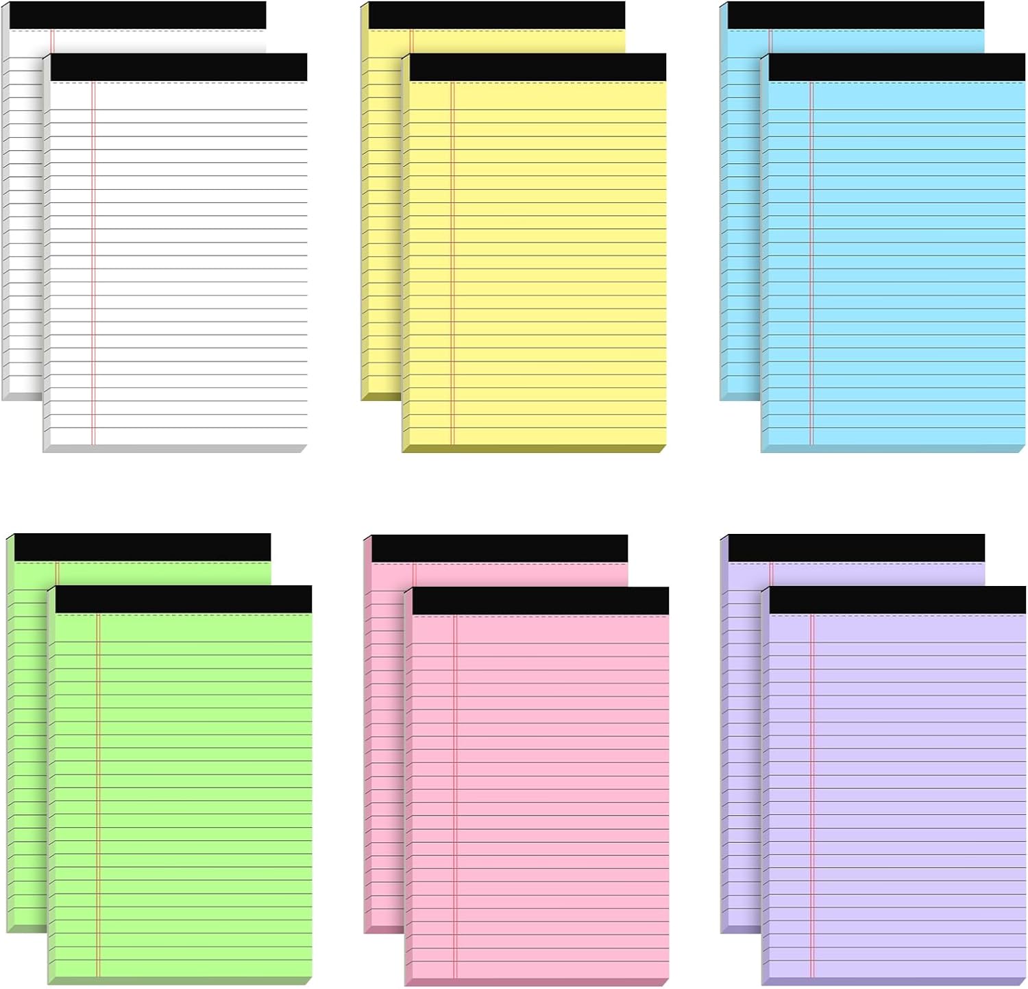 AILZFEI 5 x 8-Inch College-Ruled Legal Pads, 12-Pack, Multicolor