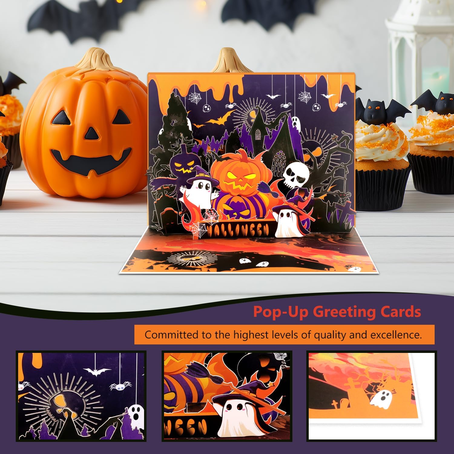 Thumbnail 5 de Magic Ants Musical Halloween Pop-Up Card with Lights, Haunted House Scene
