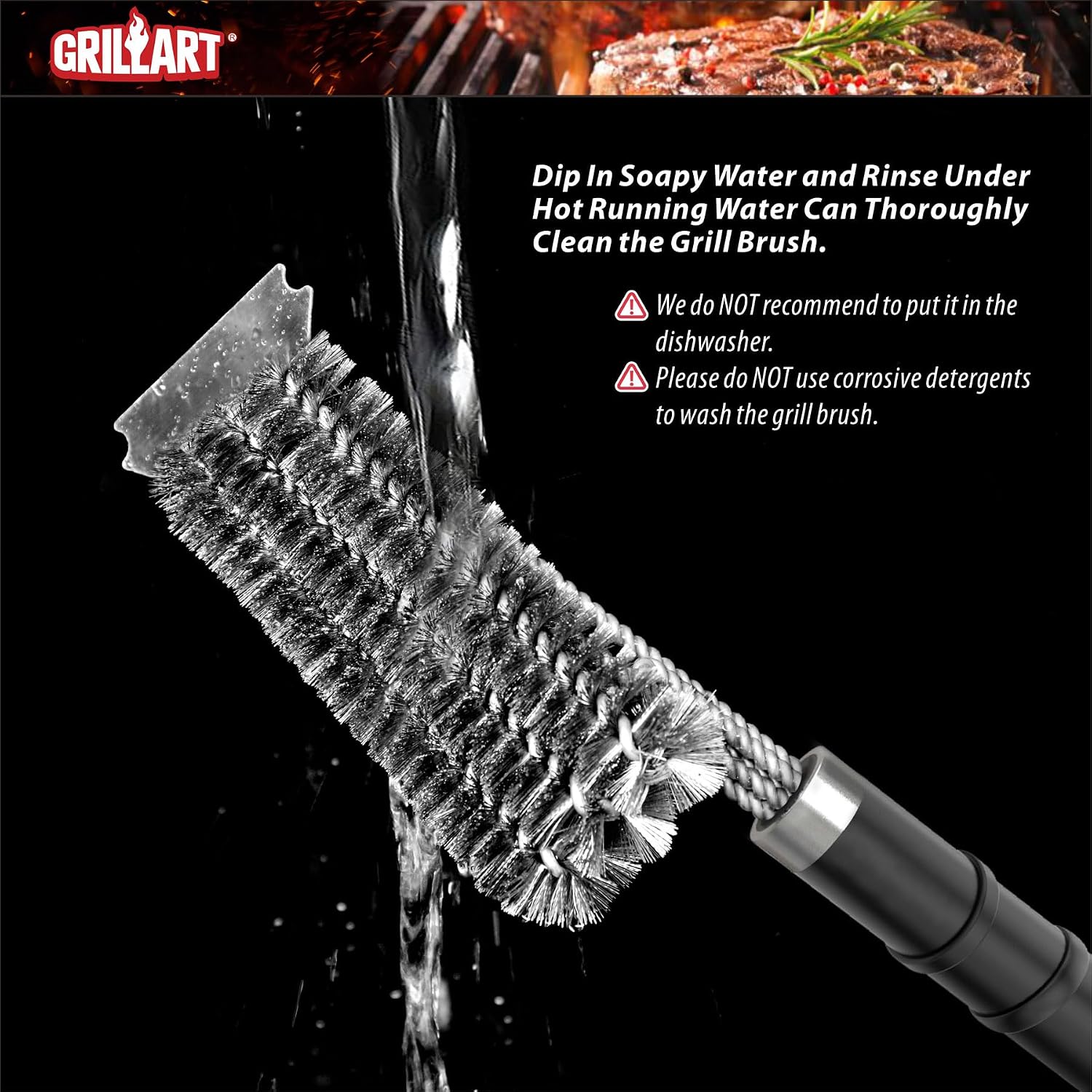 Detalle de GRILLART Grill Brush with 18-inch Handle