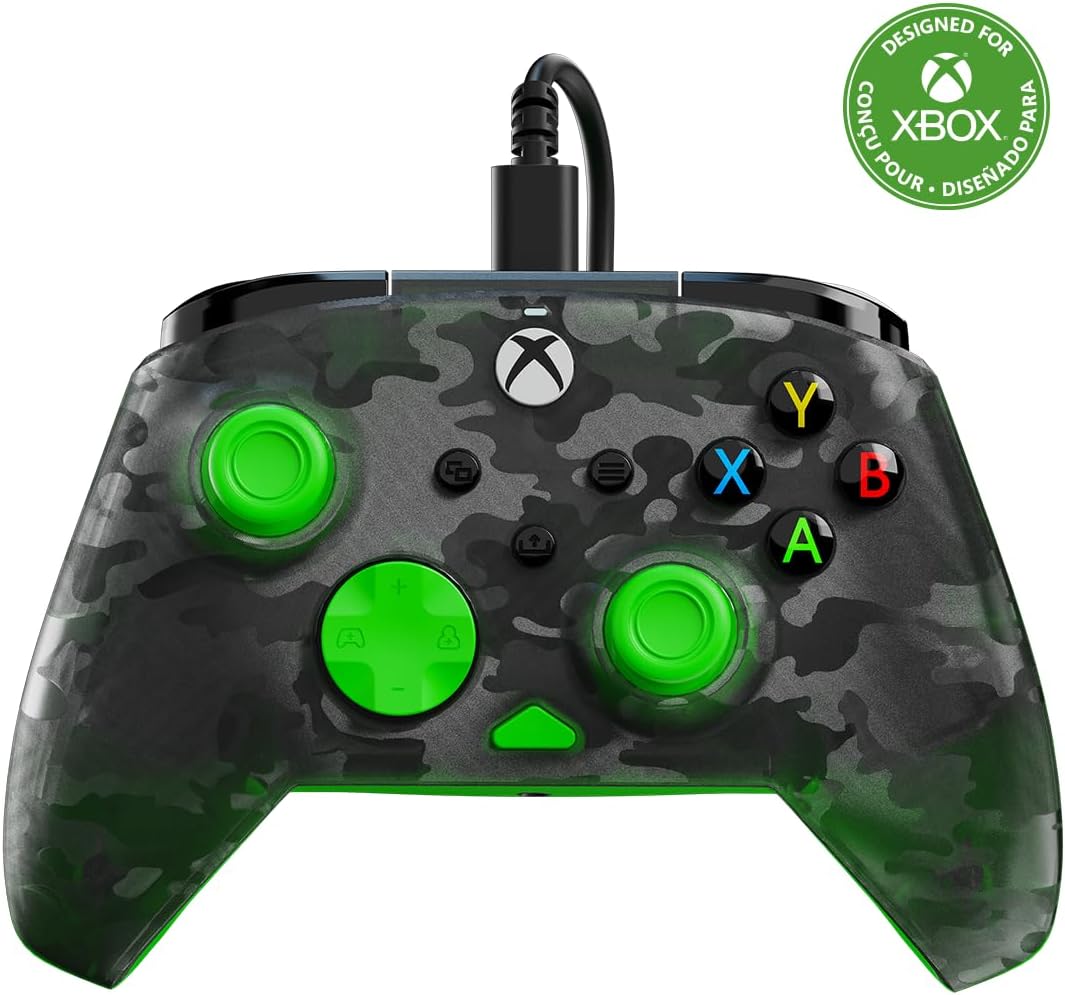 Detalle de Turtle Beach Rematch Core Green & Ghost Black Camo Wired Controller for Xbox & PC