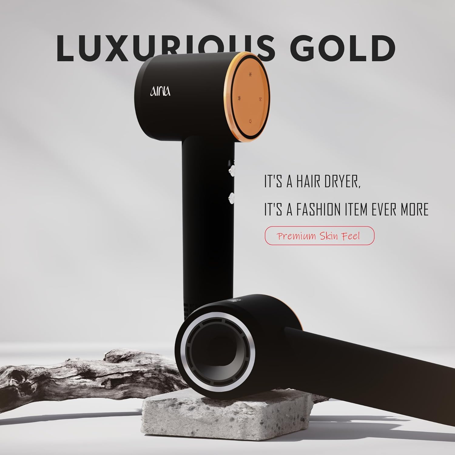 Thumbnail 4 de AINA High Speed Hair Dryer with Brushless Motor, 150,000RPM & Ionic, Travel-Friendly (1A Gold)