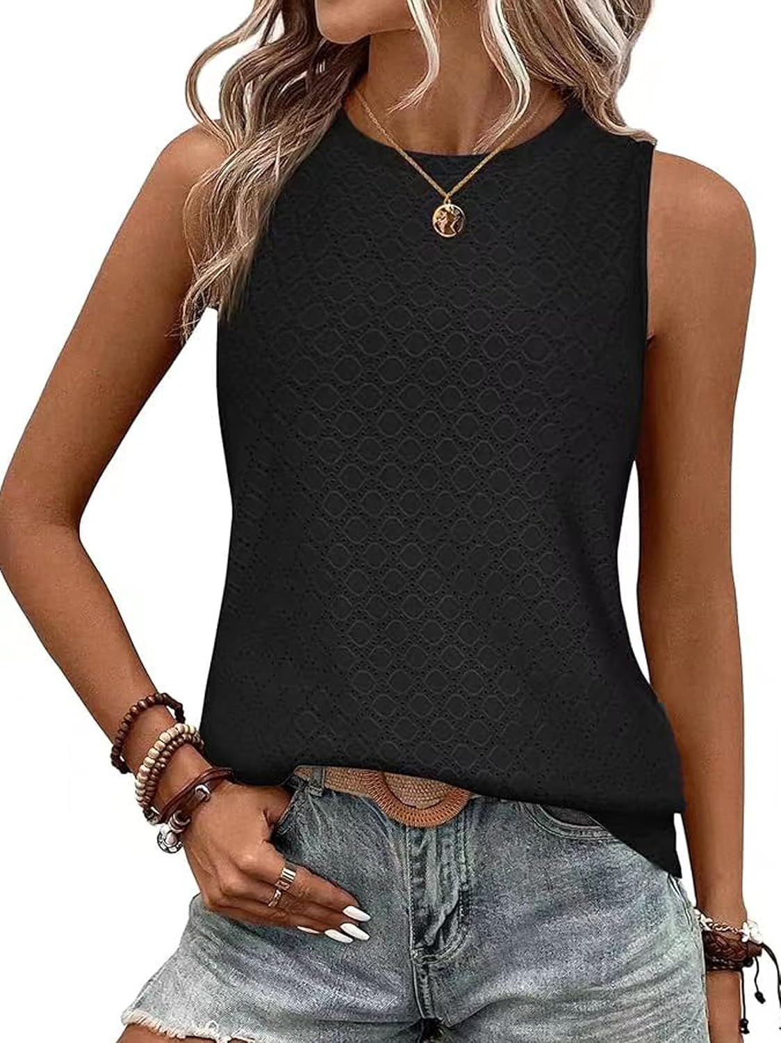Detalle de BAISHENGGT Tanktop Damen Rundhals Ärmellos