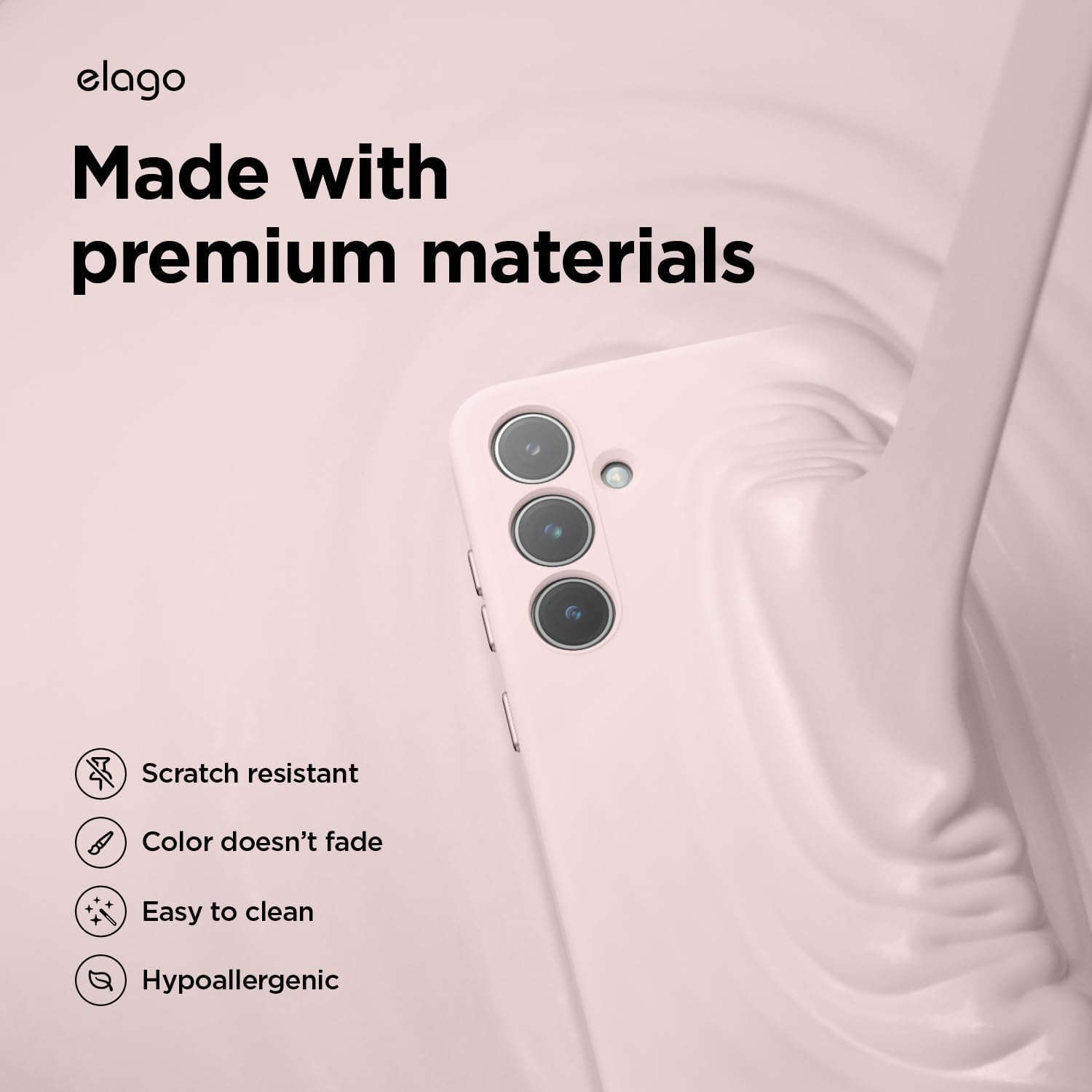 Detalle de elago Coque en silicone liquide pour Samsung Galaxy S24 Plus (rose) — protection intégrale à 4 couches, doublure microfibre anti-rayures