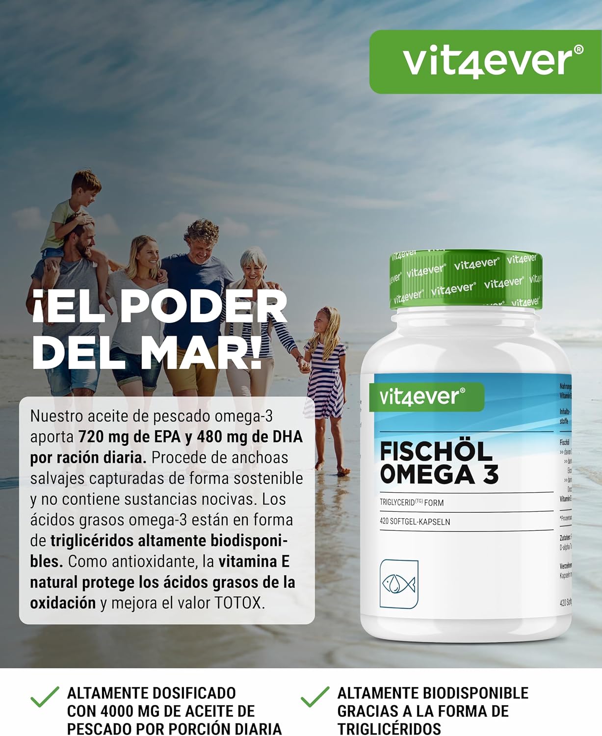 Detalle 2 de vit4ever Omega 3 420 cápsulas 4.000 mg